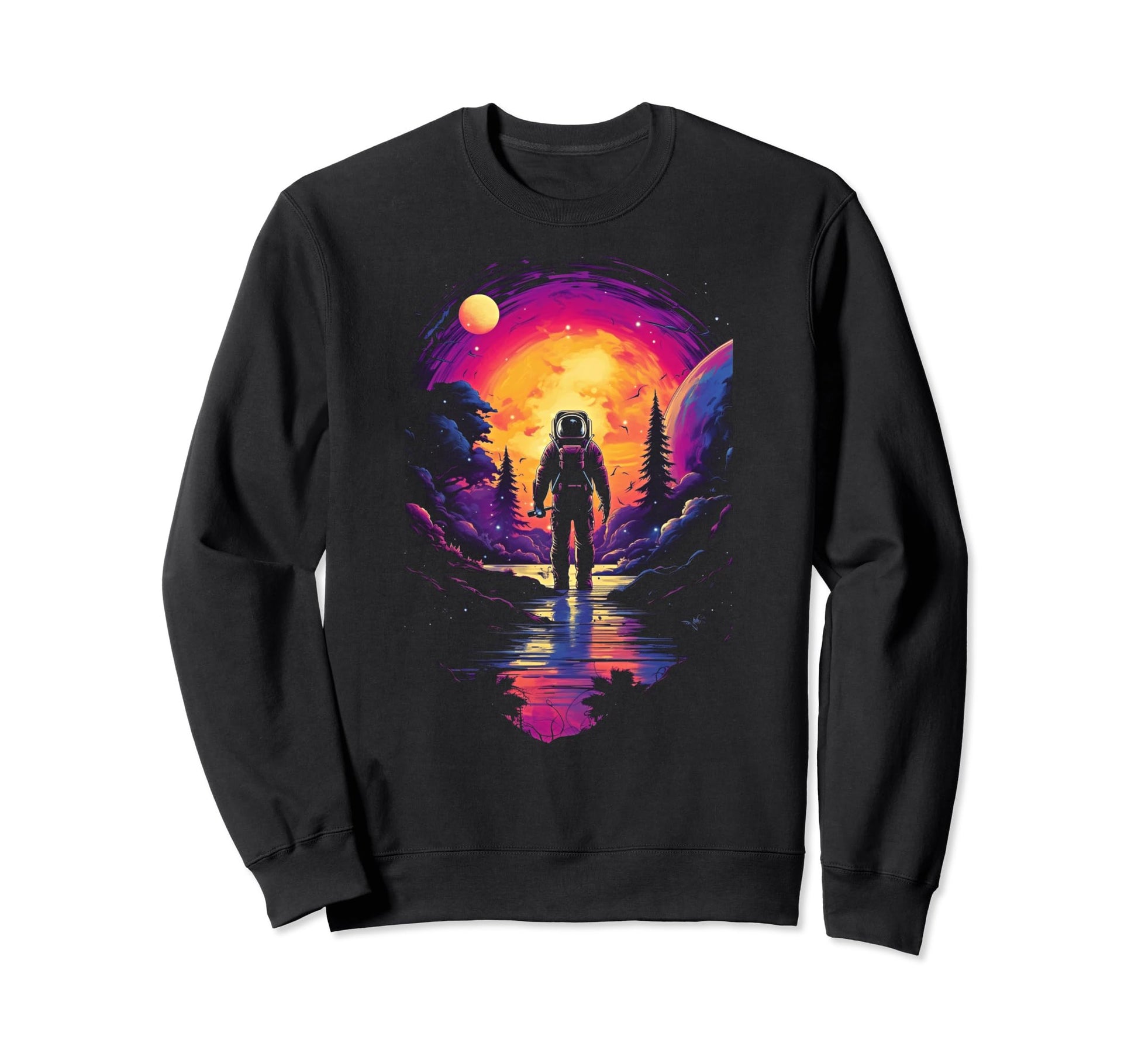 Synthwave Astronaut Cyberpunk 80S Sweatshirt - Minimalist Print for Adults - T-Shirt, Sweatshirt, Hoodie
