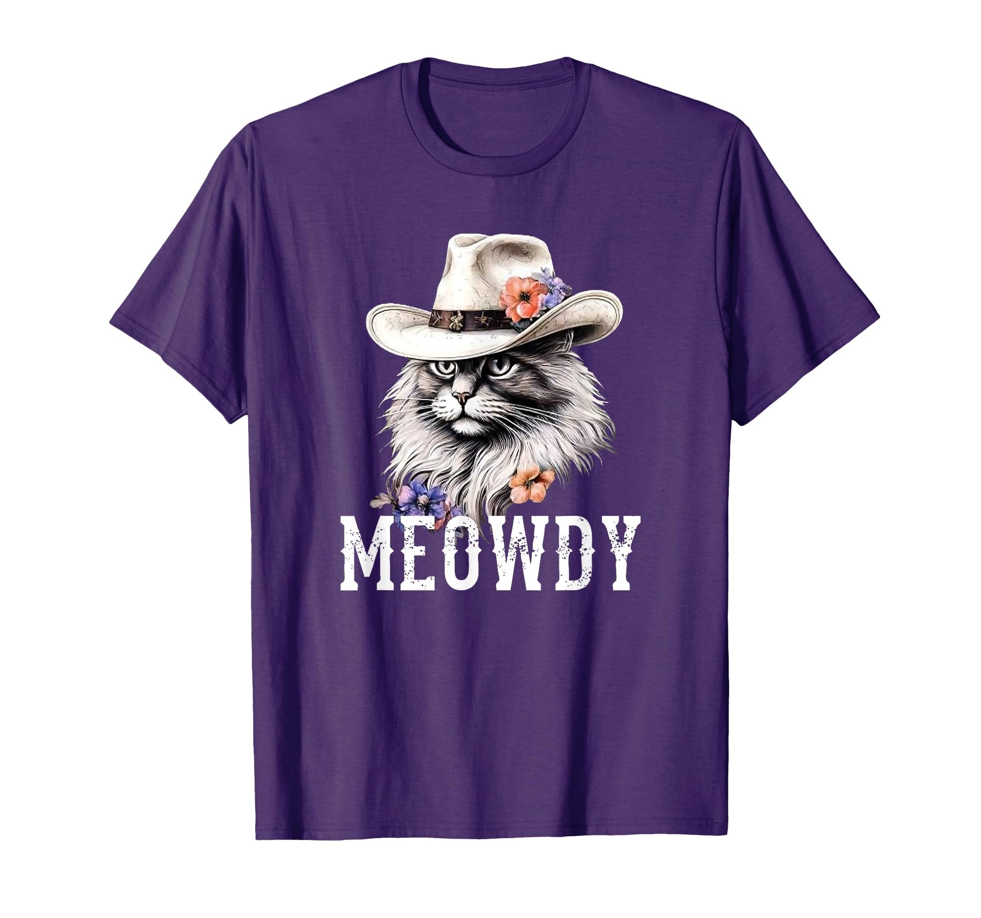Meowdy Cat Cowboy Hat Funny T-Shirt - Custom Art Print for Adults - T-Shirt, Sweatshirt, Hoodie