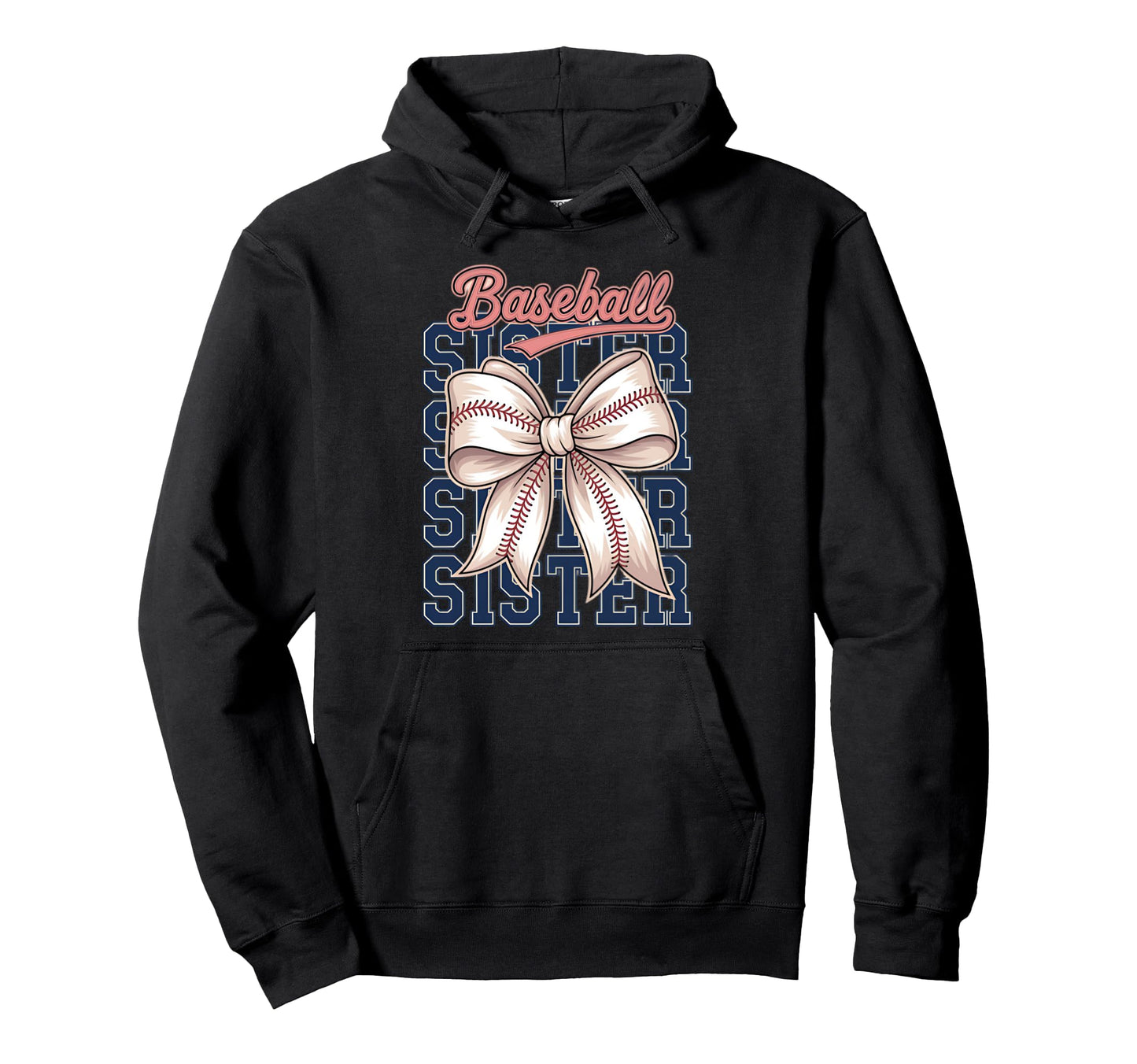 Baseball Sister Coquette Bow Hoodie - Unique Graphic Men Women - T-Shirt, Sweatshirt, Hoodie