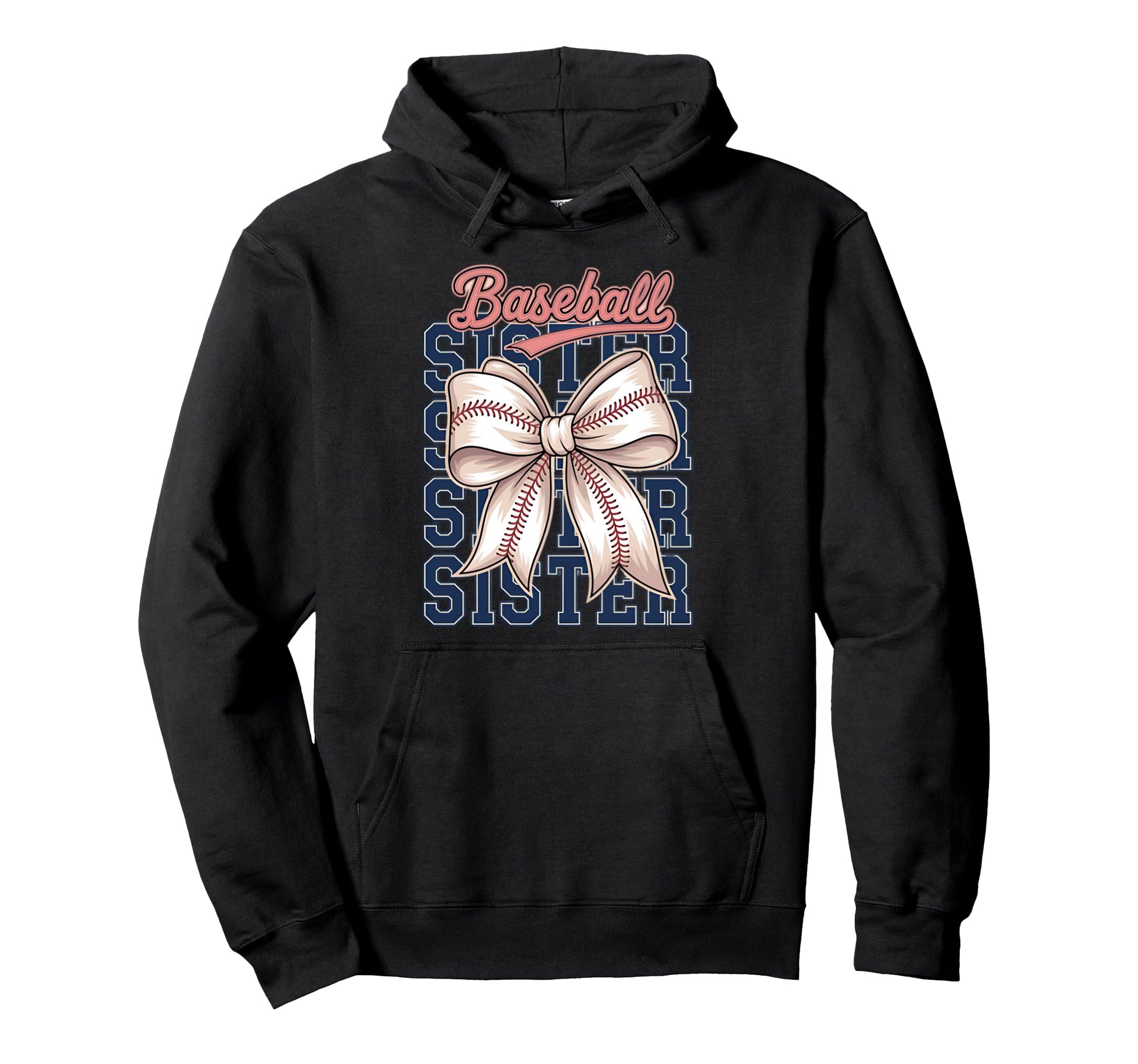 Baseball Sister Coquette Bow Hoodie - Unique Graphic Men Women - T-Shirt, Sweatshirt, Hoodie