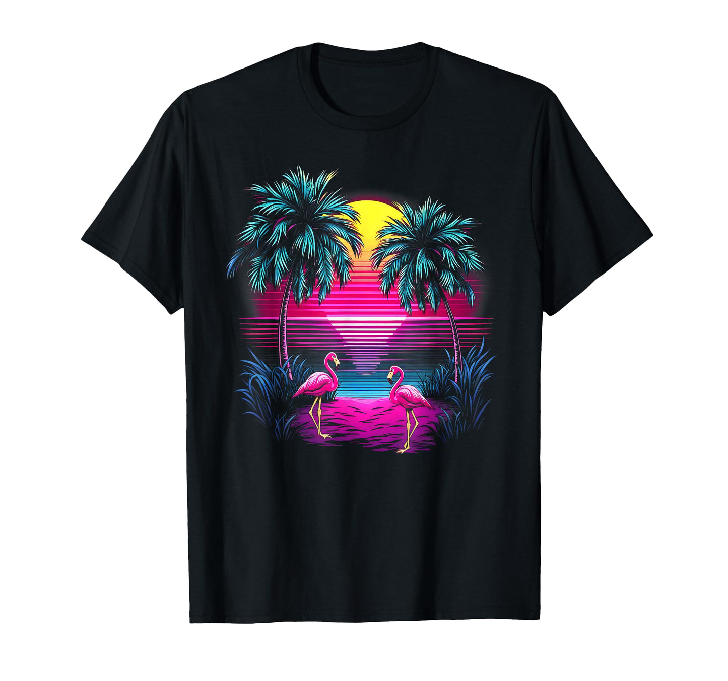 90S Vaporwave Aesthetic Palm Trees T-Shirt - Novelty Apparel for Adults - T-Shirt, Sweatshirt, Hoodie