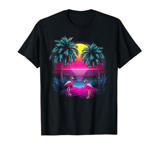 90S Vaporwave Aesthetic Palm Trees T-Shirt - Novelty Apparel for Adults - T-Shirt, Sweatshirt, Hoodie