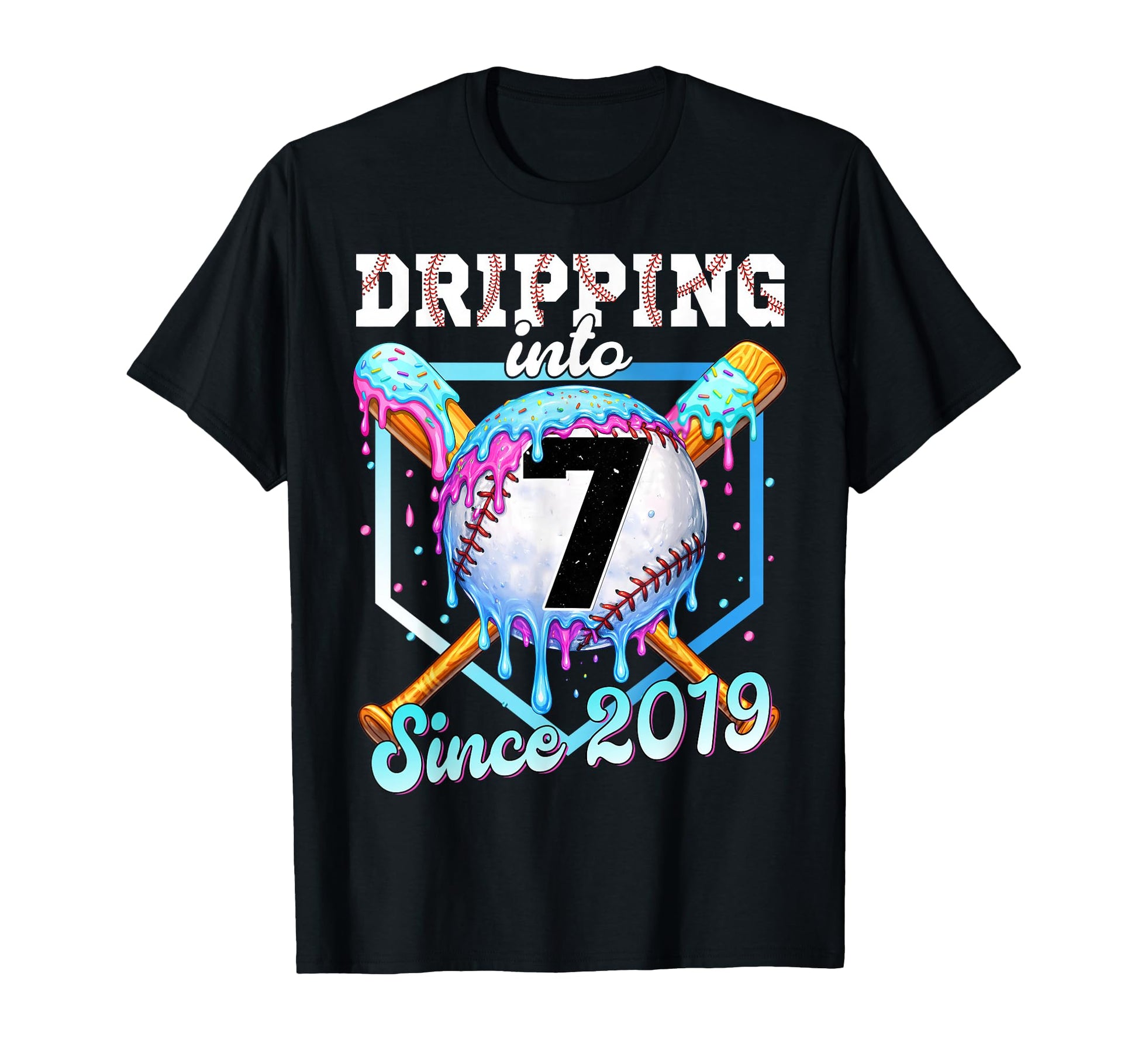 7 Years Old Baseball Ice Cream 7Th T-Shirt - Novelty Apparel for Adults - T-Shirt, Sweatshirt, Hoodie