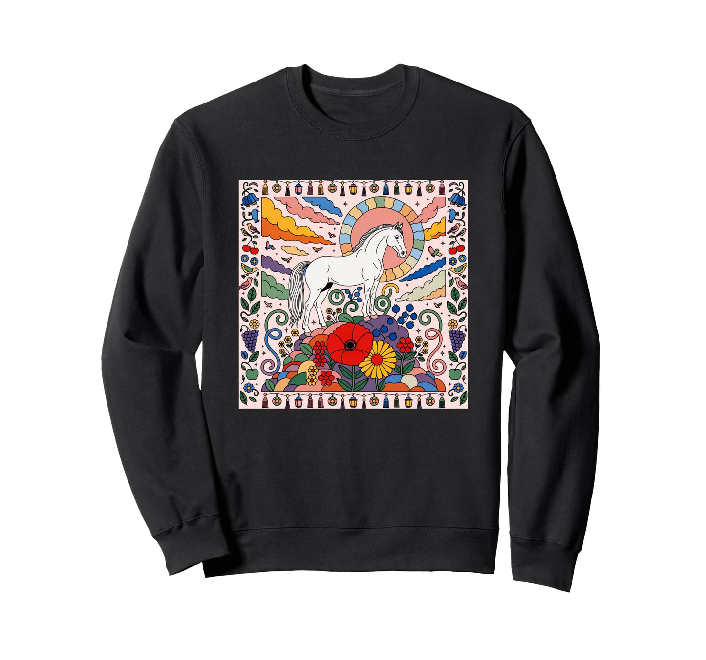 Horse 60S Pop Sweatshirt - Minimalist Print for Adults - T-Shirt, Sweatshirt, Hoodie