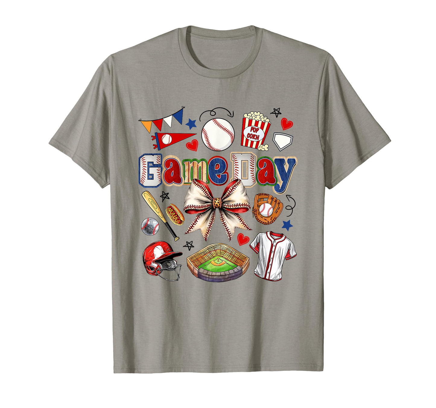 Game Day Baseball Bow Funny Baseball T-Shirt - Custom Art Print Unisex - T-Shirt, Sweatshirt, Hoodie