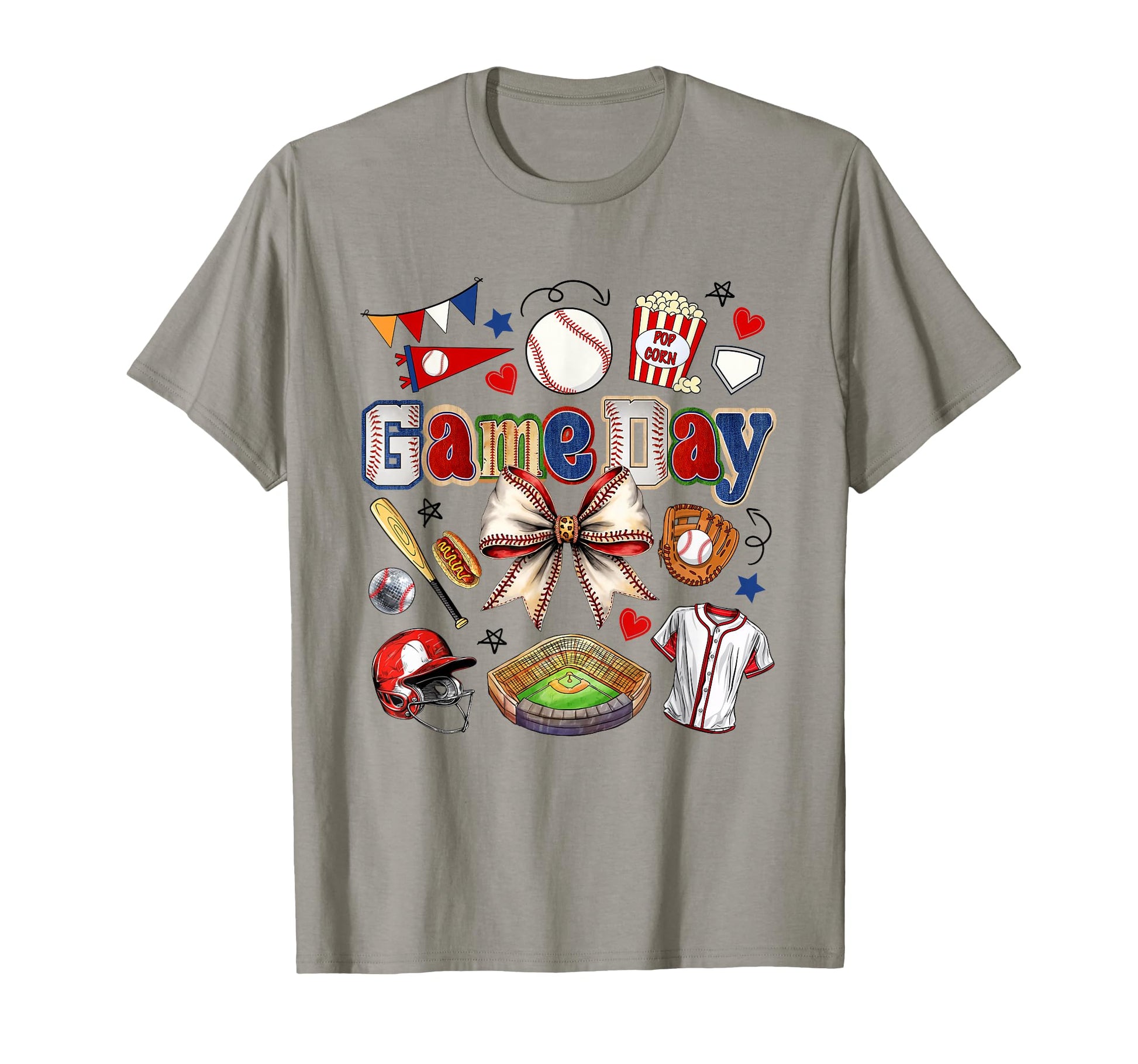 Game Day Baseball Bow Funny Baseball T-Shirt - Custom Art Print Unisex - T-Shirt, Sweatshirt, Hoodie