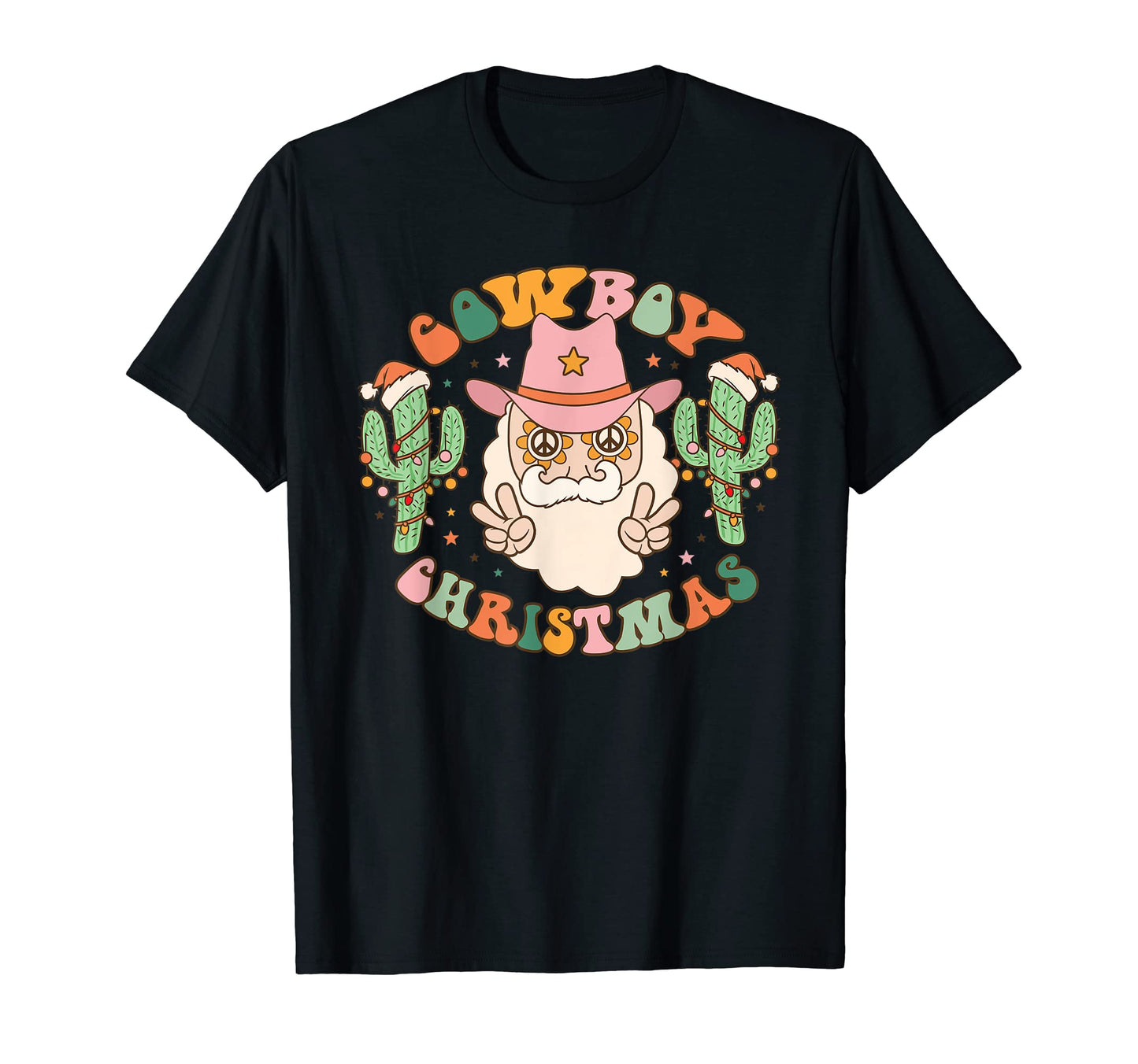 Groovy Cowboy Santa Claus Western T-Shirt - Unique Graphic Men Women - T-Shirt, Sweatshirt, Hoodie