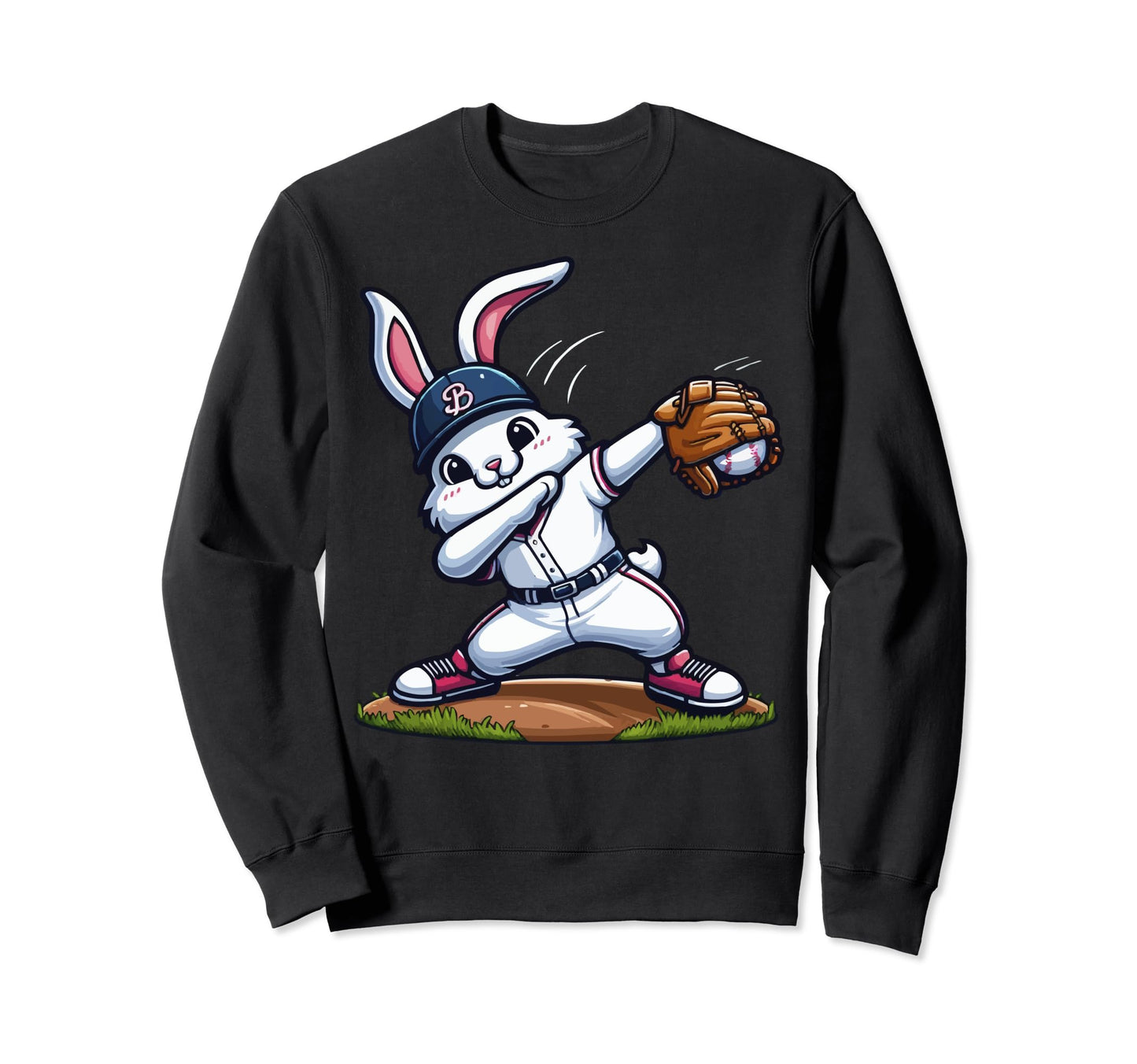 Baseball Player Easter Bunny Happy Sweatshirt - Streetwear Style Unisex - T-Shirt, Sweatshirt, Hoodie