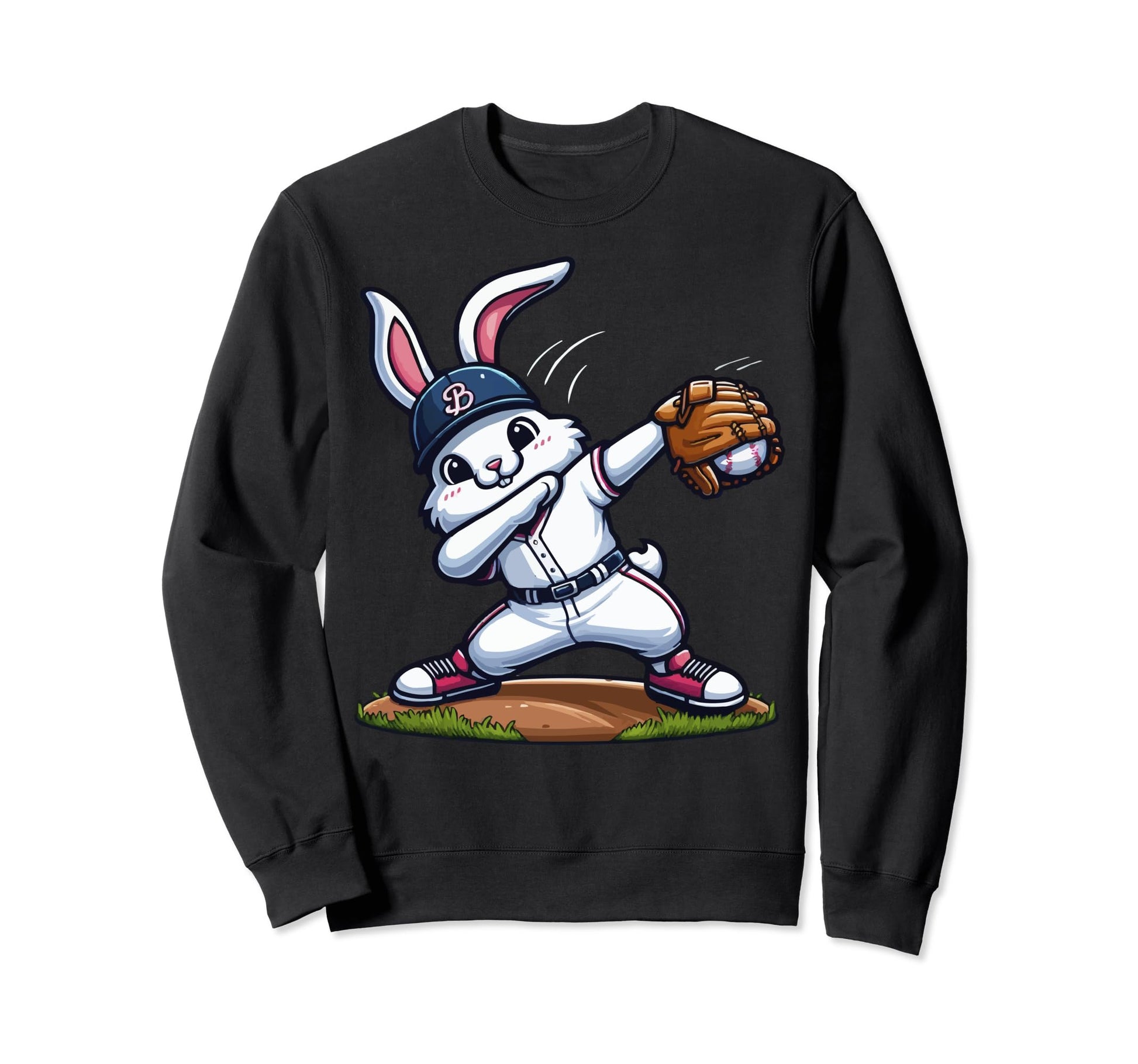 Baseball Player Easter Bunny Happy Sweatshirt - Streetwear Style Unisex - T-Shirt, Sweatshirt, Hoodie