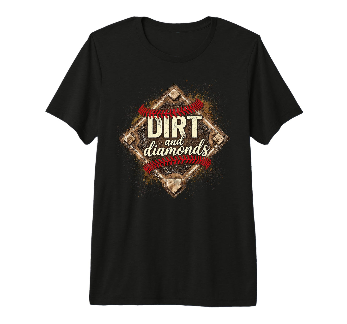 Softball Dirt And Diamonds Mom T-Shirt - Custom Art Print for Adults - T-Shirt, Sweatshirt, Hoodie