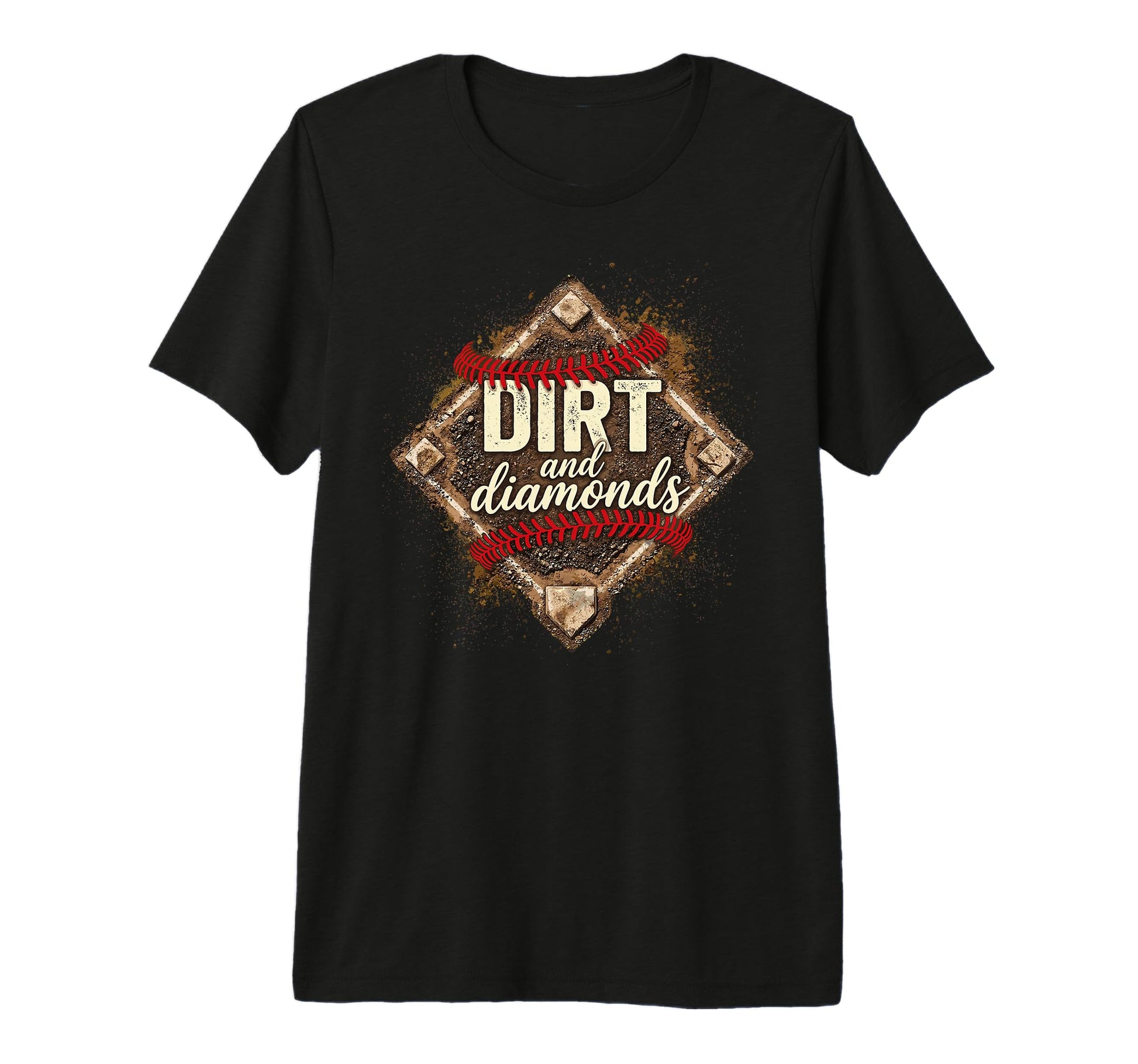 Softball Dirt And Diamonds Mom T-Shirt - Custom Art Print for Adults - T-Shirt, Sweatshirt, Hoodie