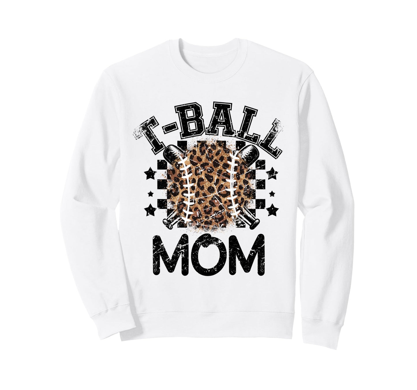 T Ball Teeball Mom Leopard Sweatshirt - Fun Novelty Design for Adults - T-Shirt, Sweatshirt, Hoodie