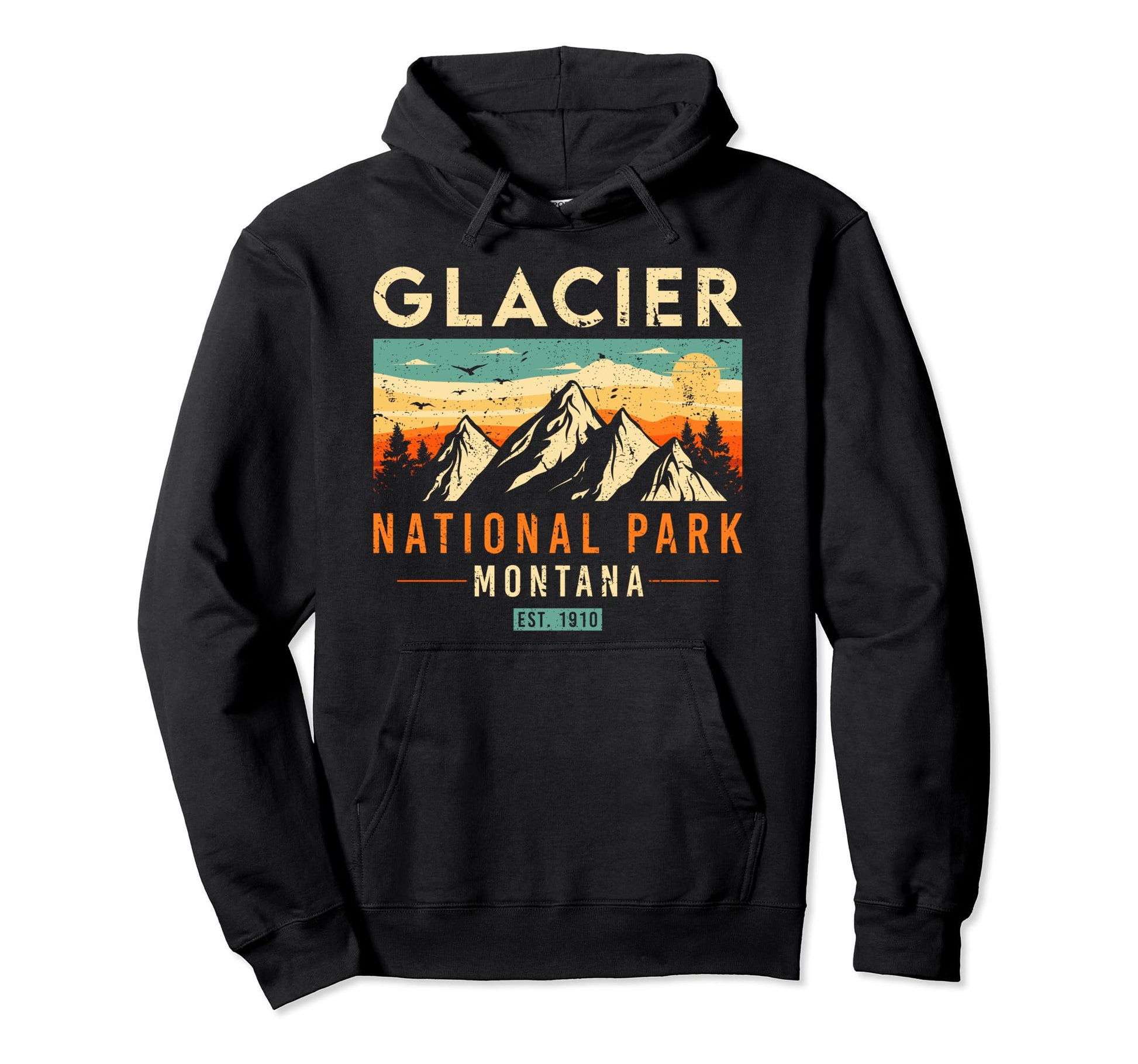 Glacier Est 1910 Montana National Park Hoodie - Graphic Print for Adults - T-Shirt, Sweatshirt, Hoodie