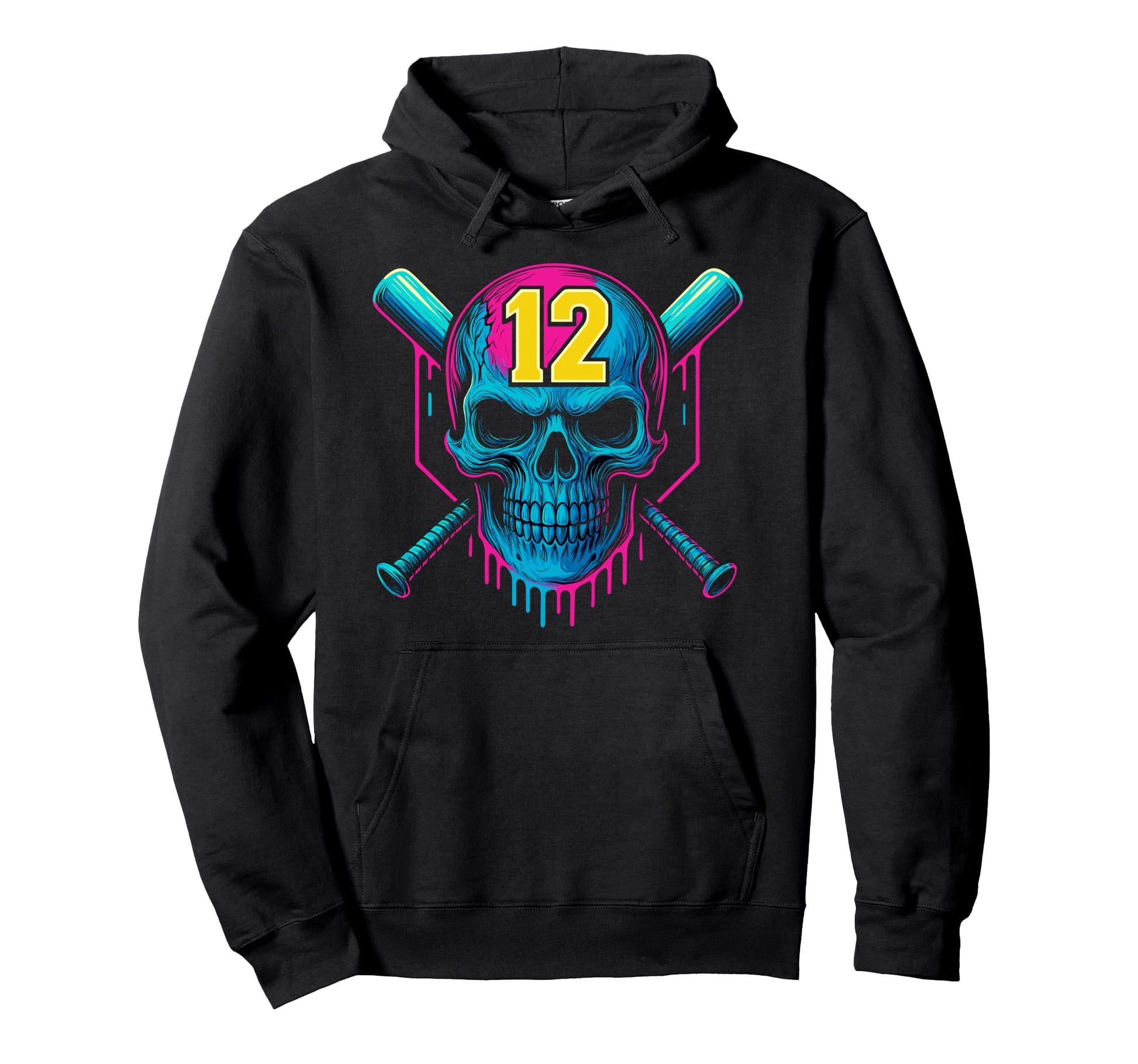Baseball Skull Drip 12Th Birthday 12 Year Hoodie - Custom Art Print Unisex - T-Shirt, Sweatshirt, Hoodie
