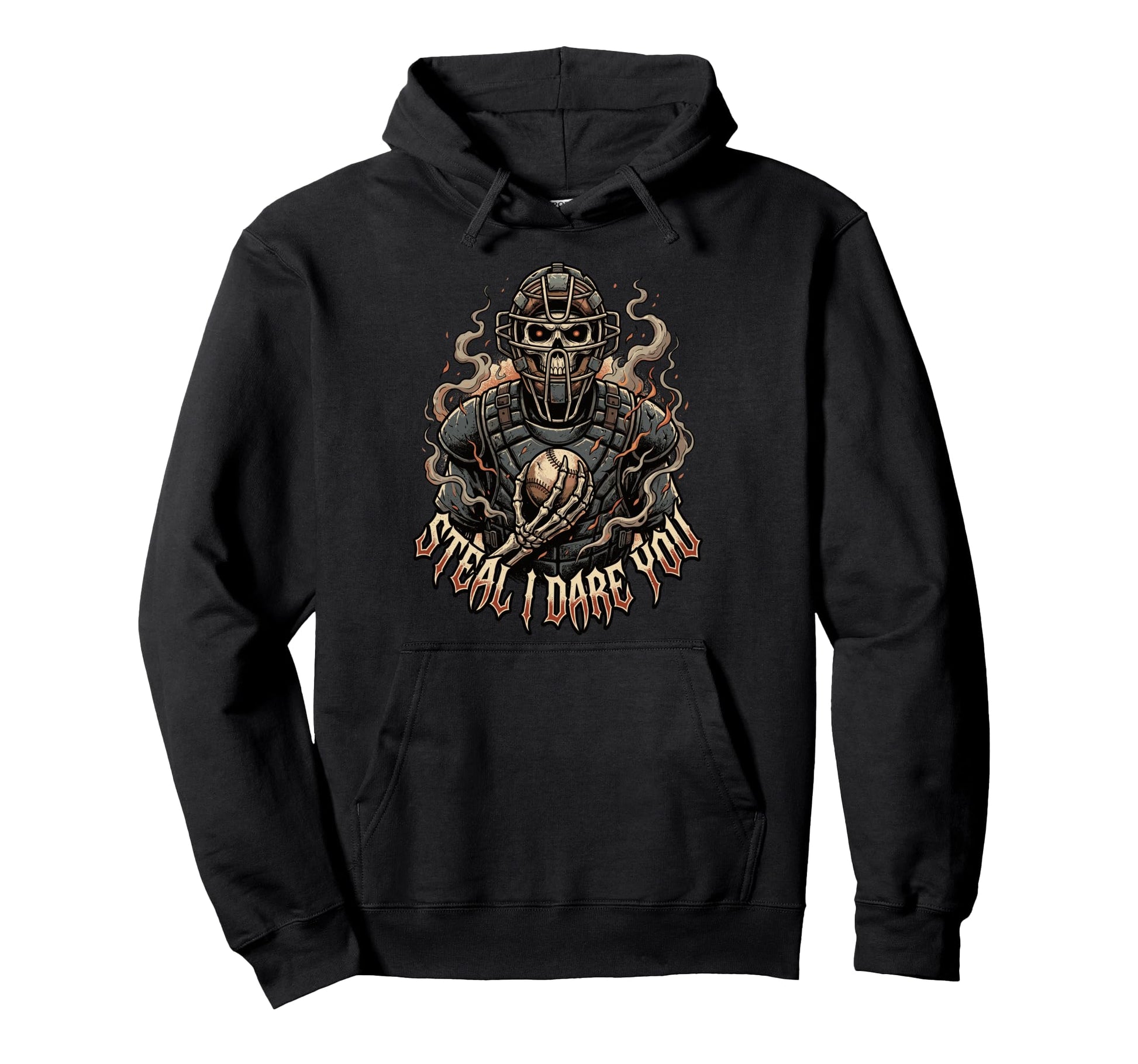 Gritty Skeleton Catcher Baseball Steal Hoodie - Minimalist Print Men Women - T-Shirt, Sweatshirt, Hoodie