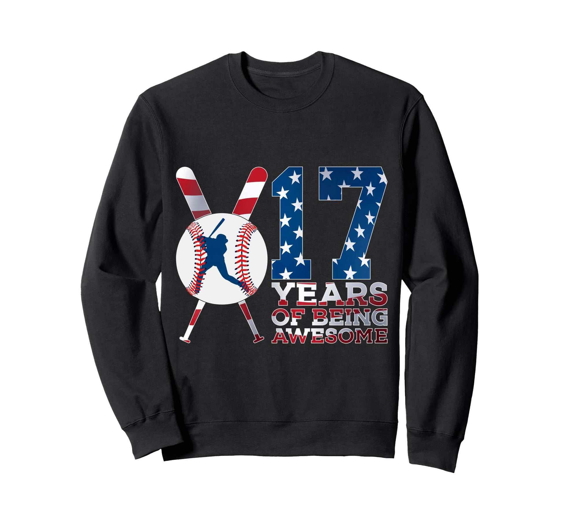 17 Years Being Awesome Baseball 17Th Sweatshirt - Minimalist Print Unisex - T-Shirt, Sweatshirt, Hoodie