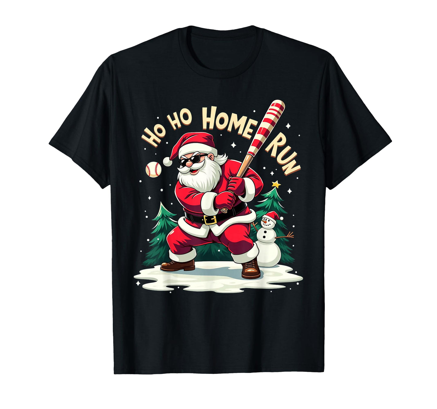 Ho Ho Home Run Santa Baseball Player T-Shirt - Trendy Graphic for Adults - T-Shirt, Sweatshirt, Hoodie