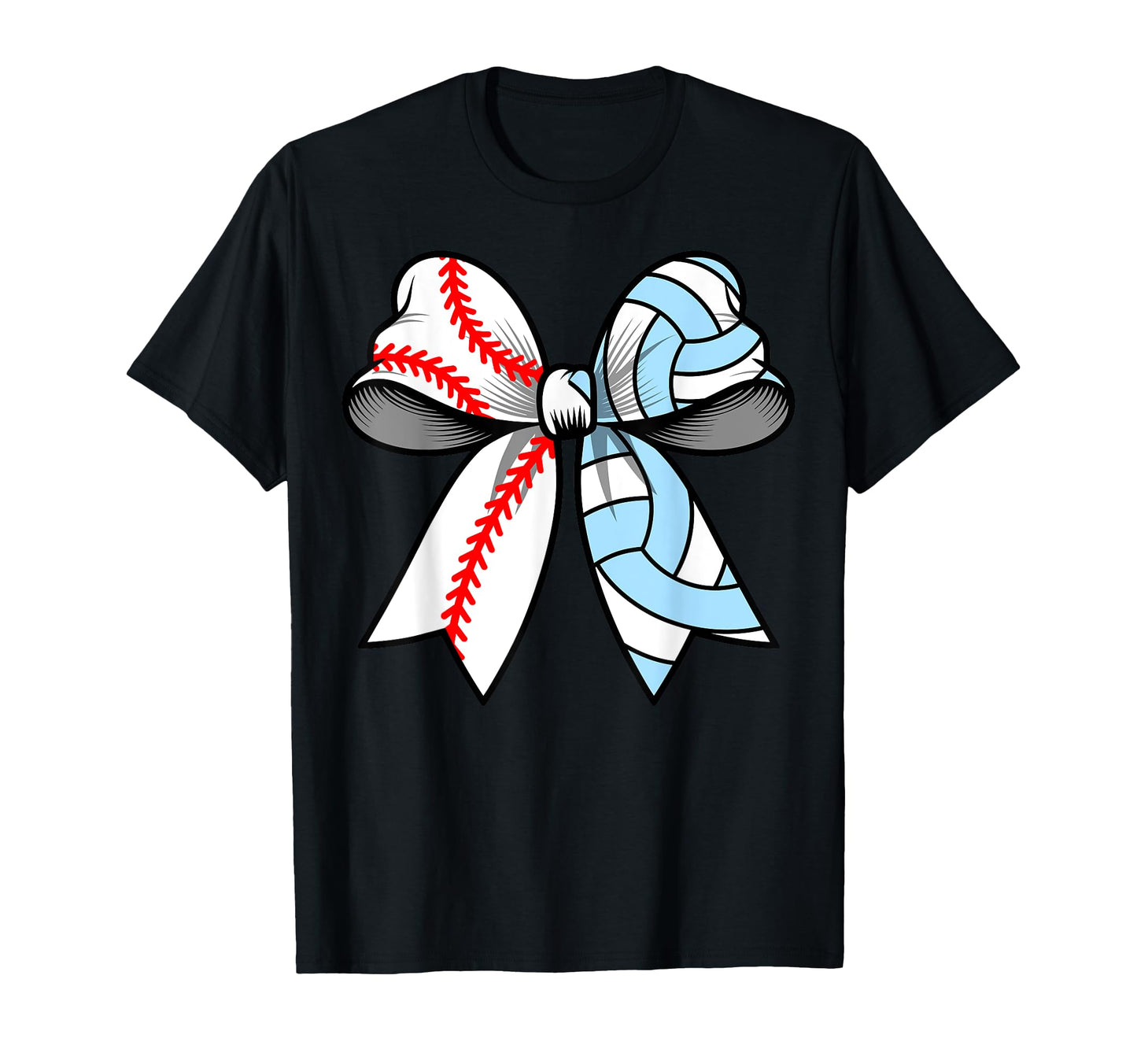 Baseball Volleyball Coquette Bow T-Shirt - Casual Everyday Wear Men Women - T-Shirt, Sweatshirt, Hoodie