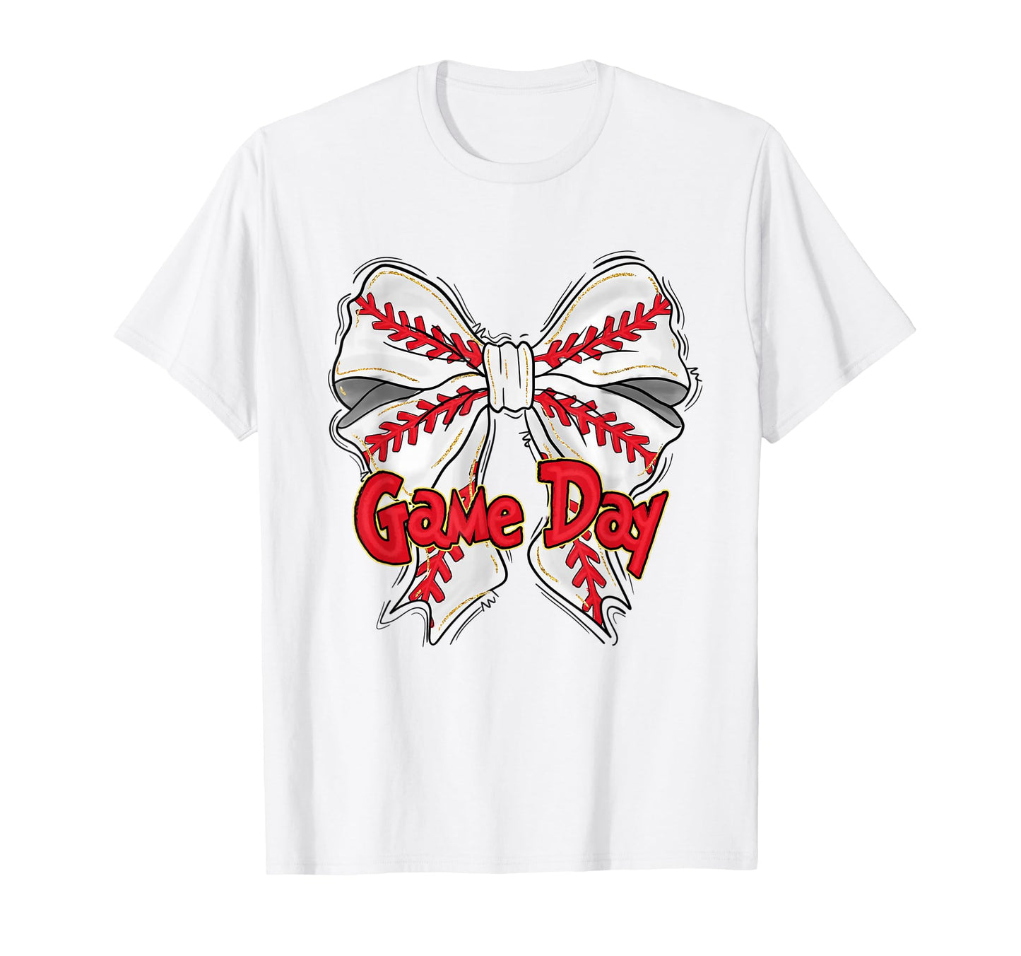 Baseball Coquette Bow Game Day Sports T-Shirt - Novelty Apparel for Adults - T-Shirt, Sweatshirt, Hoodie