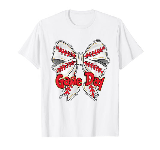 Baseball Coquette Bow Game Day Sports T-Shirt - Novelty Apparel for Adults - T-Shirt, Sweatshirt, Hoodie