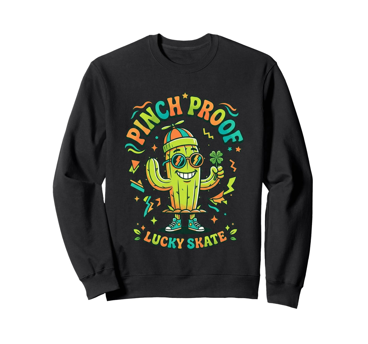Pinch Proof Cactus 90S Skate Mascot Sweatshirt - Trendy Graphic for Adults - T-Shirt, Sweatshirt, Hoodie