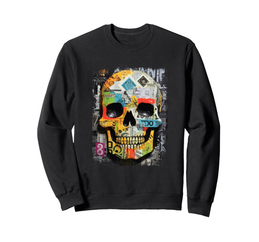 Aesthetic Streetwear Skull Sweatshirt - Minimalist Print for Adults - T-Shirt, Sweatshirt, Hoodie