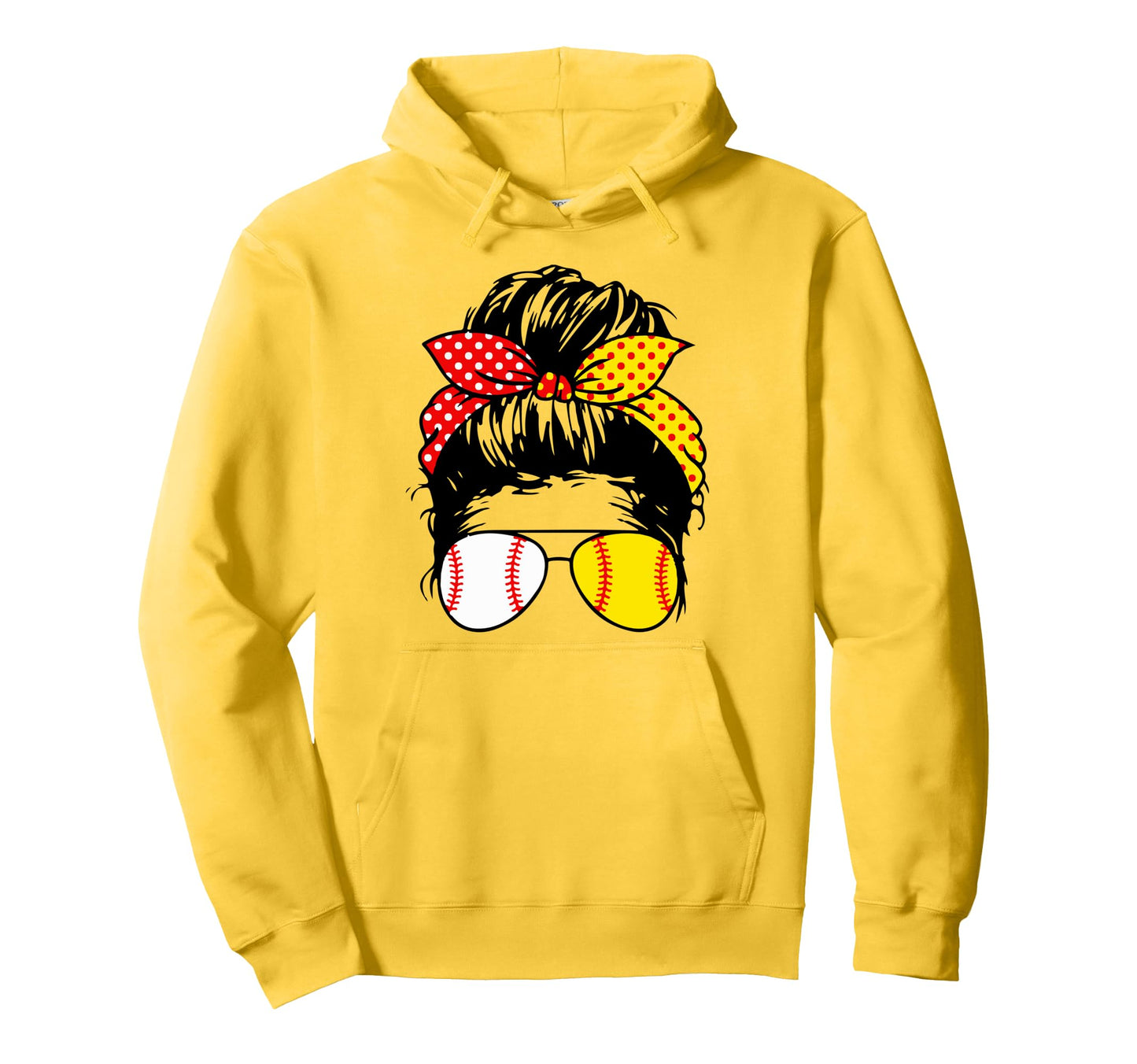 Baseball Softball Ball Mom Red Yellow Hoodie - Minimalist Print Men Women - T-Shirt, Sweatshirt, Hoodie