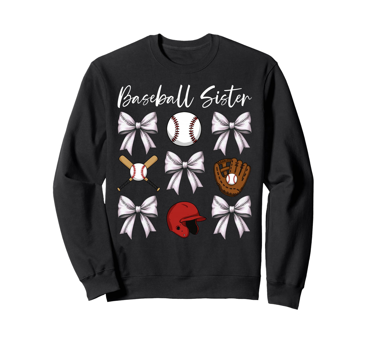 Baseball Sister Helmet Ball Bat Sweatshirt - Custom Art Print for Adults - T-Shirt, Sweatshirt, Hoodie