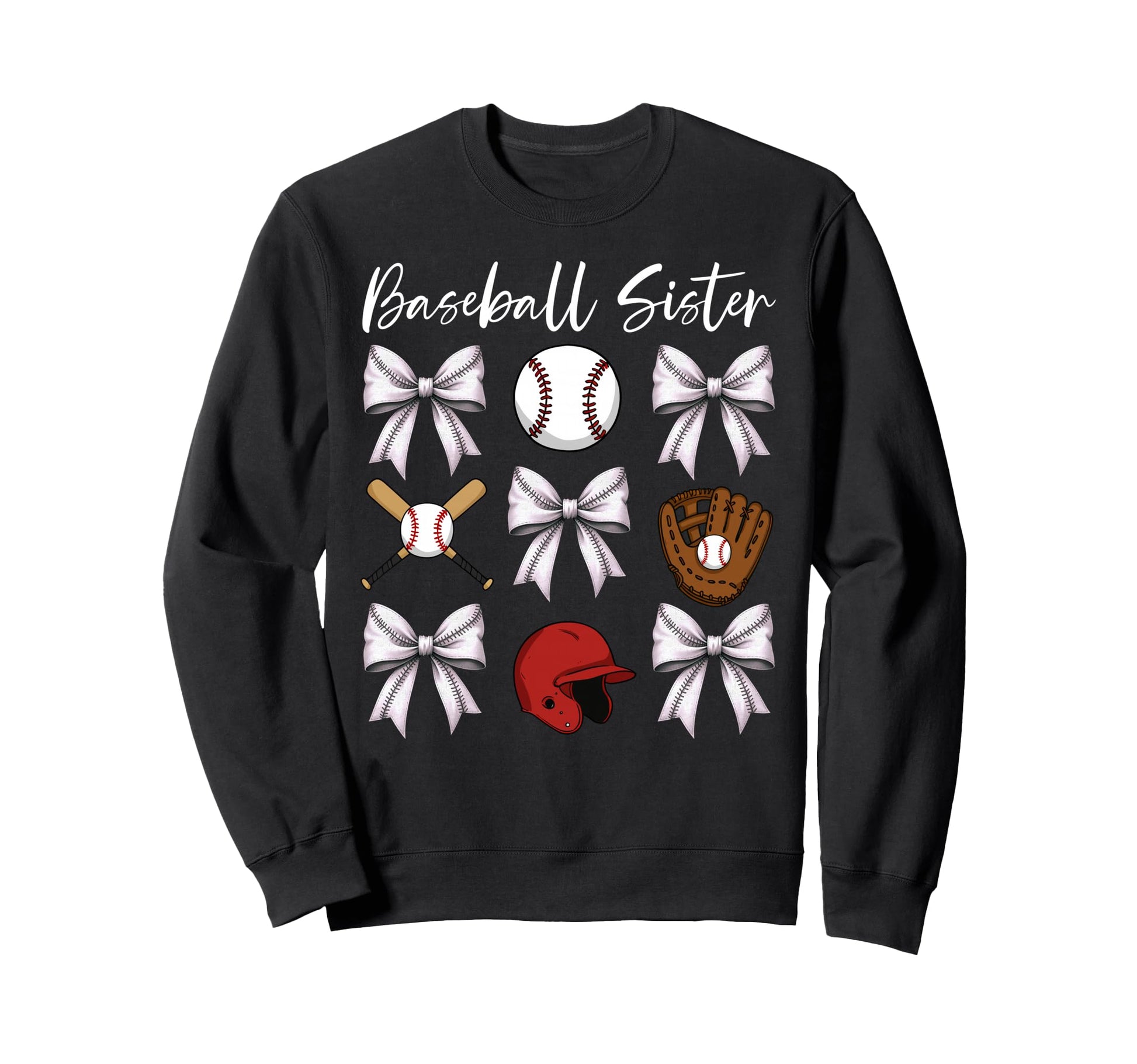 Baseball Sister Helmet Ball Bat Sweatshirt - Custom Art Print for Adults - T-Shirt, Sweatshirt, Hoodie