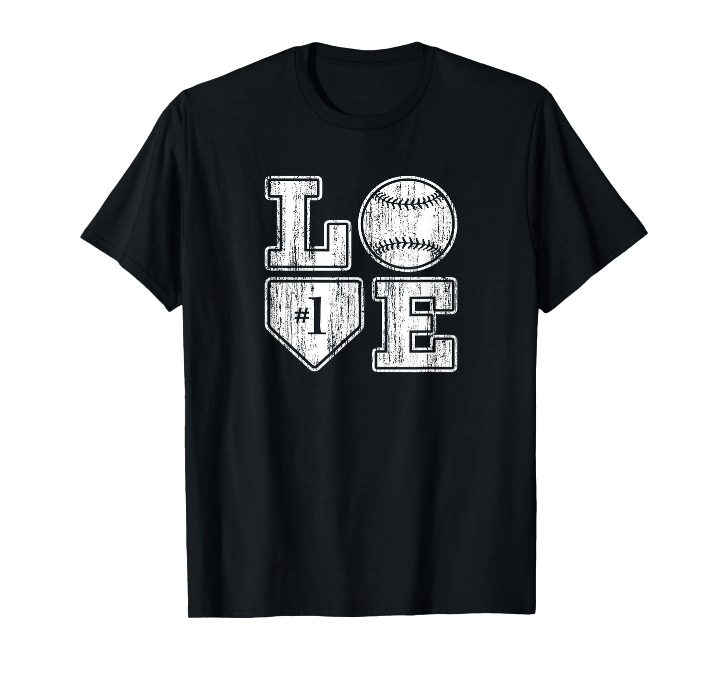 Love Baseball Softball Mom Distressed T-Shirt - Graphic Print for Adults - T-Shirt, Sweatshirt, Hoodie
