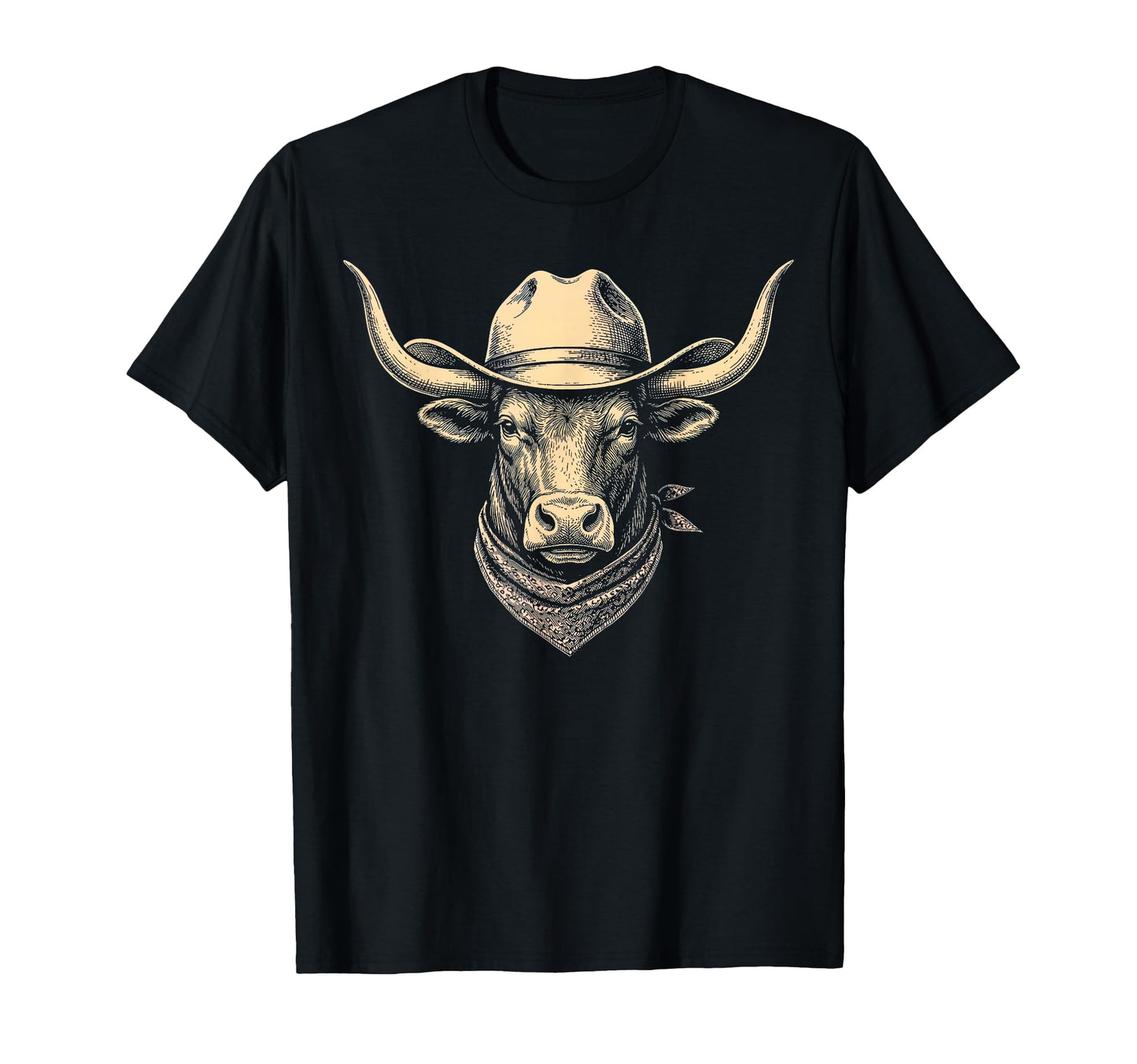 Bull Cowboy Hat Bandana Western T-Shirt - Streetwear Style Unisex - T-Shirt, Sweatshirt, Hoodie