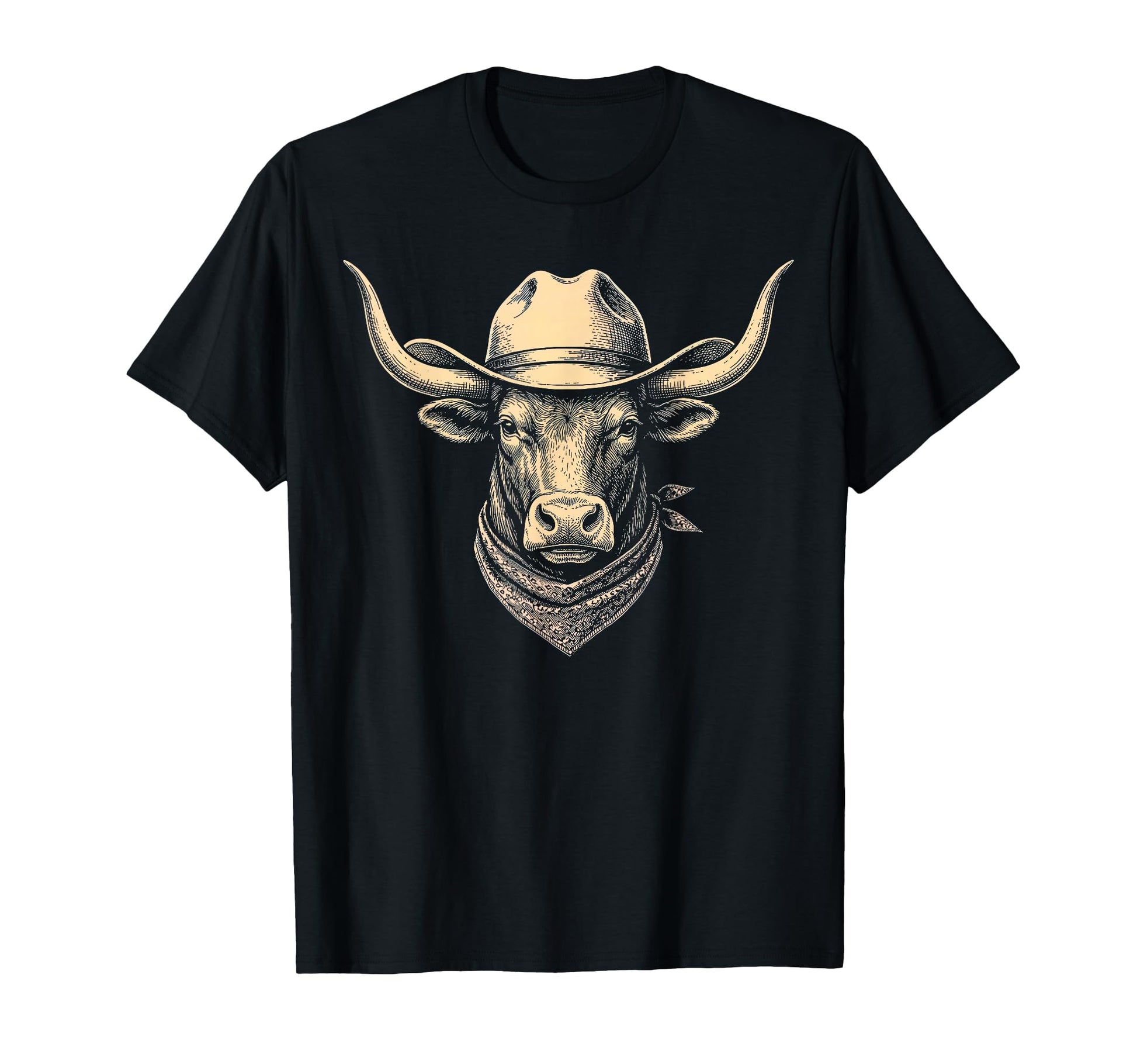 Bull Cowboy Hat Bandana Western T-Shirt - Streetwear Style Unisex - T-Shirt, Sweatshirt, Hoodie