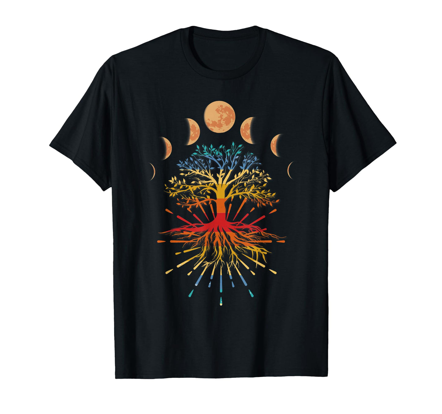 Phases Moon Symbol 60S 70S Vibe Tree T-Shirt - Trendy Graphic Men Women - T-Shirt, Sweatshirt, Hoodie