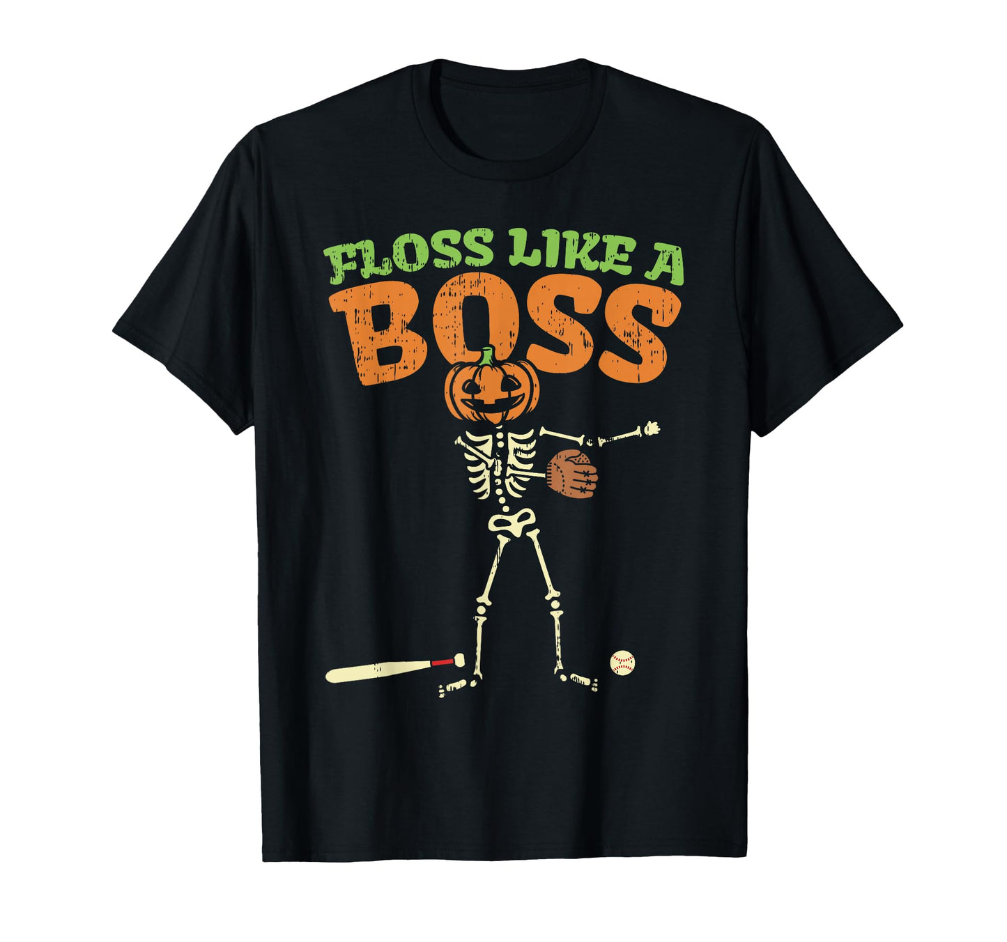Floss Like Boss Pumpkin Skeleton T-Shirt - Minimalist Print Men Women - T-Shirt, Sweatshirt, Hoodie