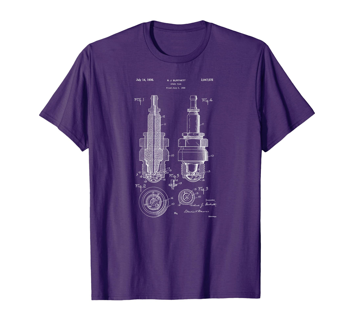 Patent 1936 Engine Spark Plug T-Shirt - Minimalist Print Men Women - T-Shirt, Sweatshirt, Hoodie