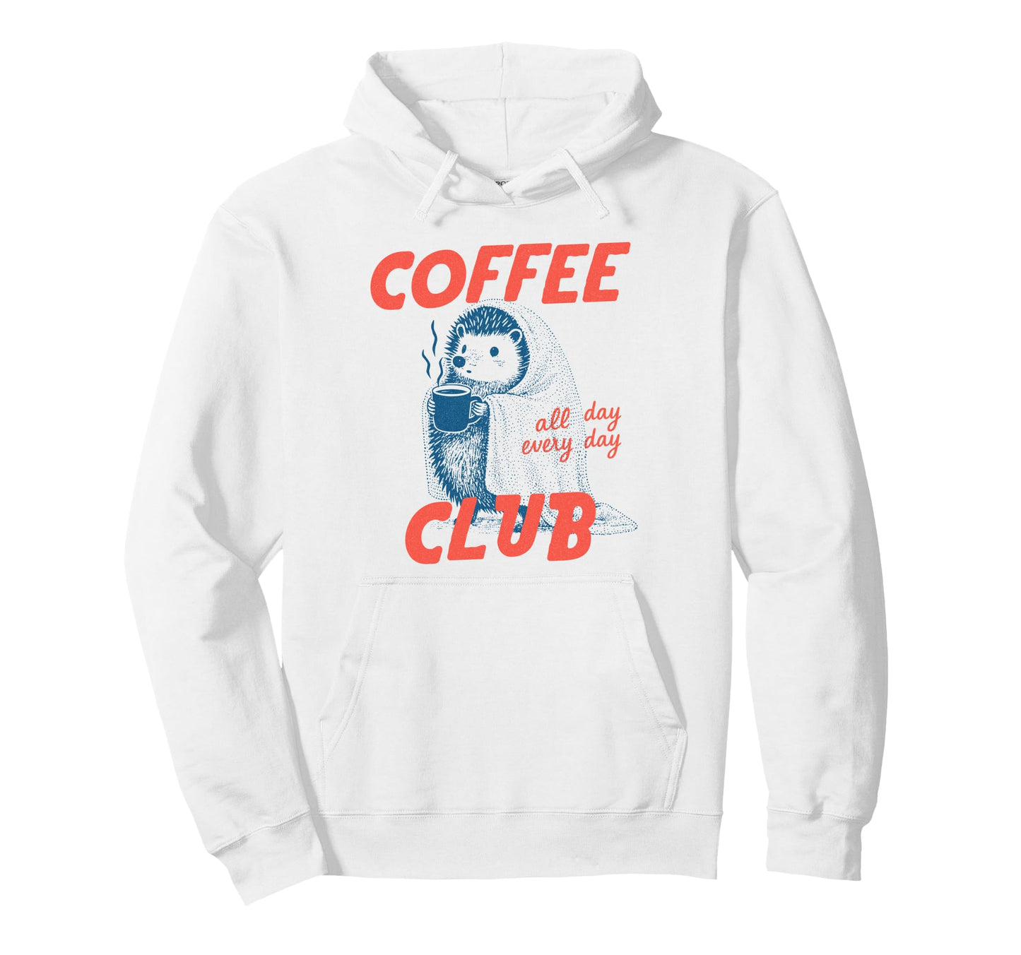 Coffee Club Hedgehog Coffee Aesthetics Hoodie - Streetwear Style for Adults - T-Shirt, Sweatshirt, Hoodie