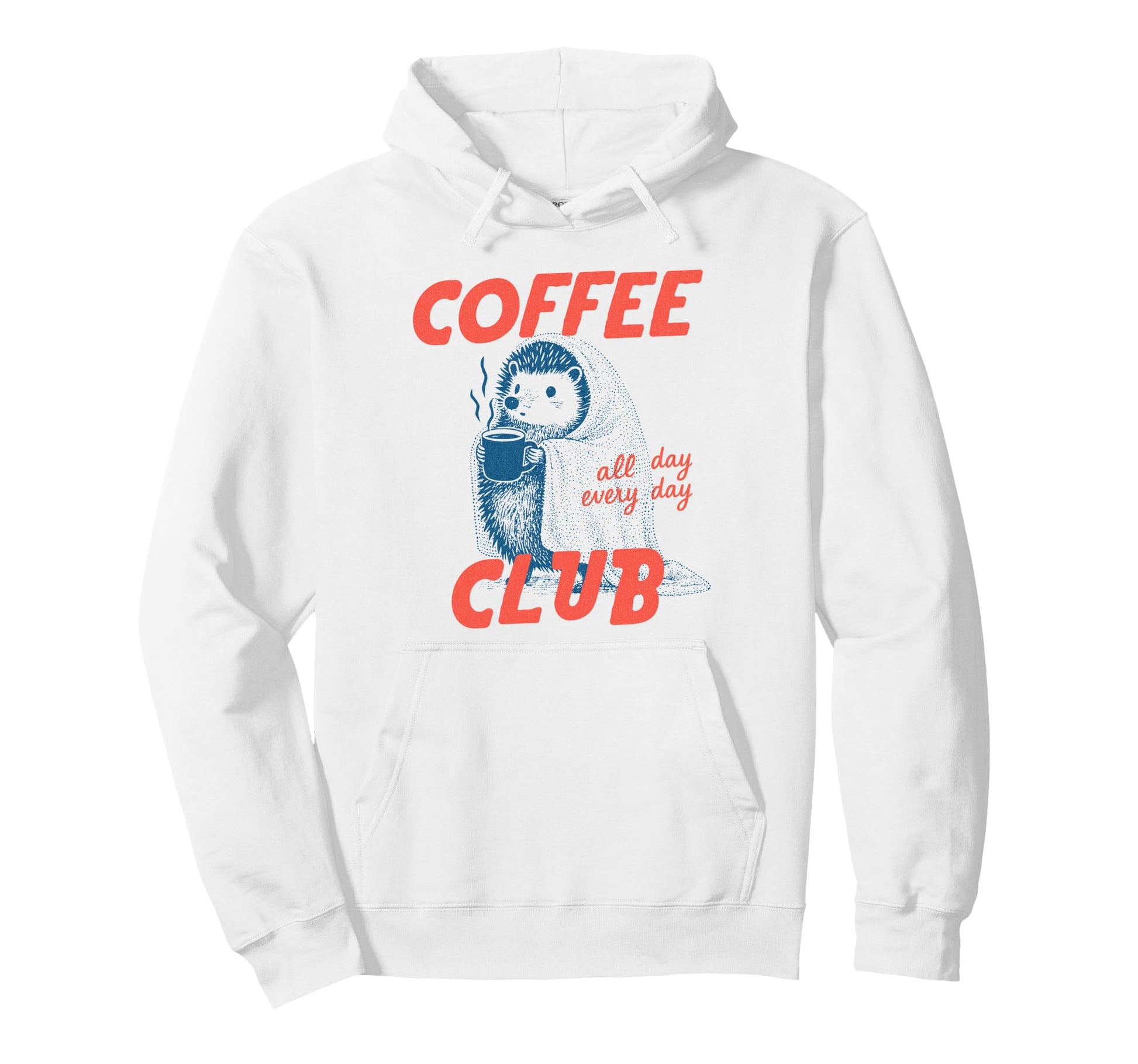 Coffee Club Hedgehog Coffee Aesthetics Hoodie - Streetwear Style for Adults - T-Shirt, Sweatshirt, Hoodie