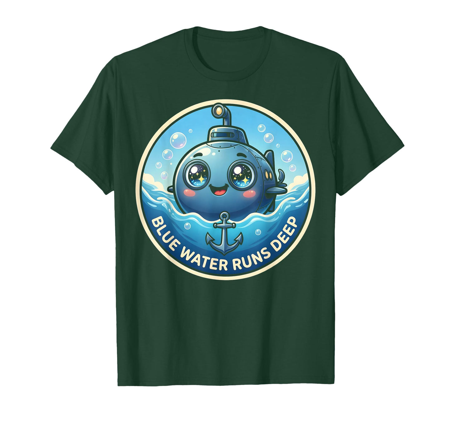 Blue Water Runs Deep Navy Ocean T-Shirt - Minimalist Print for Adults - T-Shirt, Sweatshirt, Hoodie
