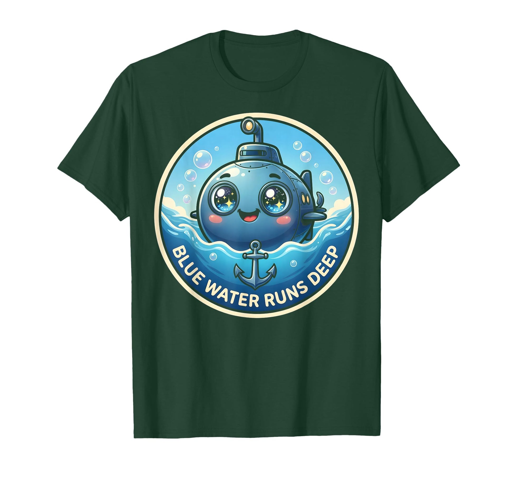 Blue Water Runs Deep Navy Ocean T-Shirt - Minimalist Print for Adults - T-Shirt, Sweatshirt, Hoodie