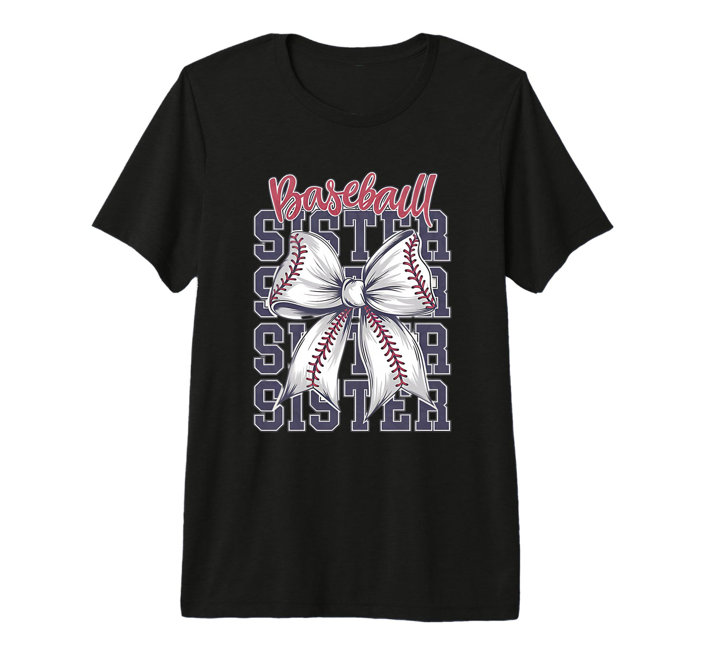 Baseball Sister Coquette Bow Tri Blend T-Shirt - Novelty Apparel Men Women - T-Shirt, Sweatshirt, Hoodie