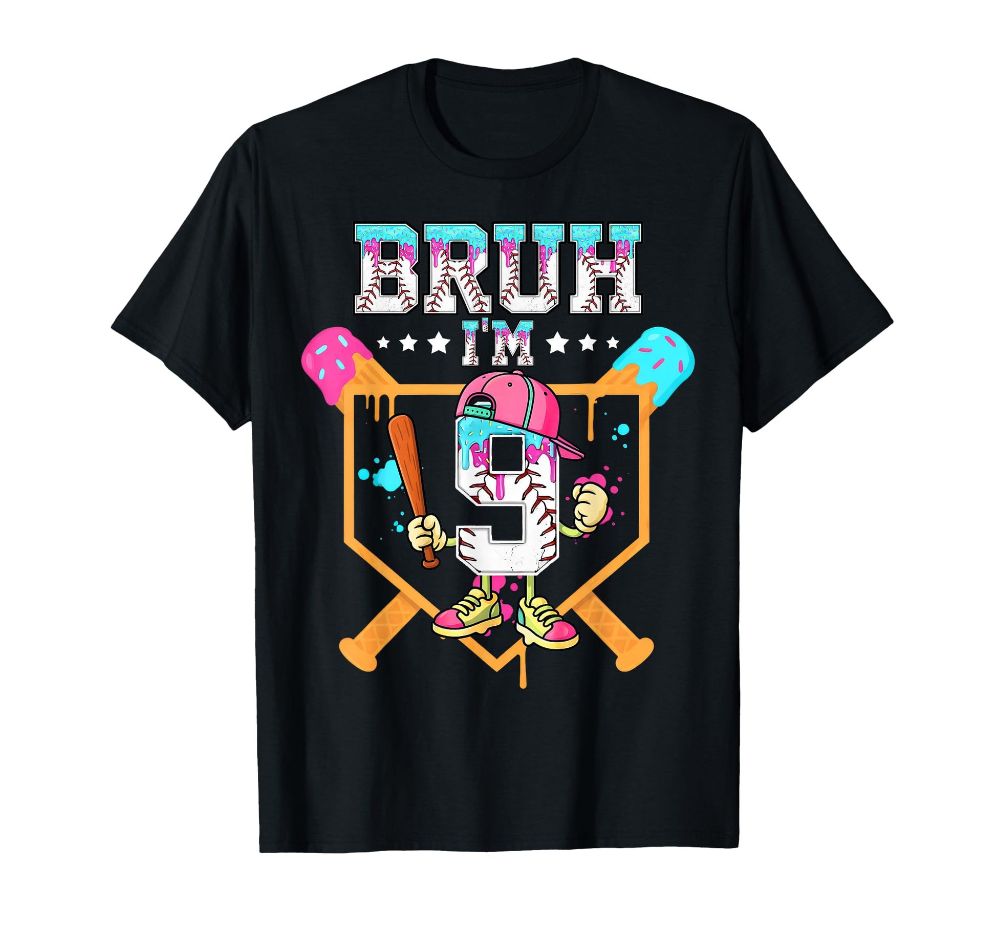 Baseball Drip 9 Year Old Ice Cream T-Shirt - Novelty Apparel for Adults - T-Shirt, Sweatshirt, Hoodie