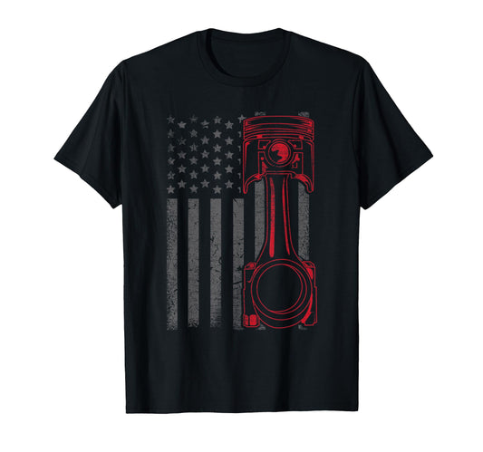 American Flag Piston Funny Muscle T-Shirt - Fun Novelty Design for Adults - T-Shirt, Sweatshirt, Hoodie