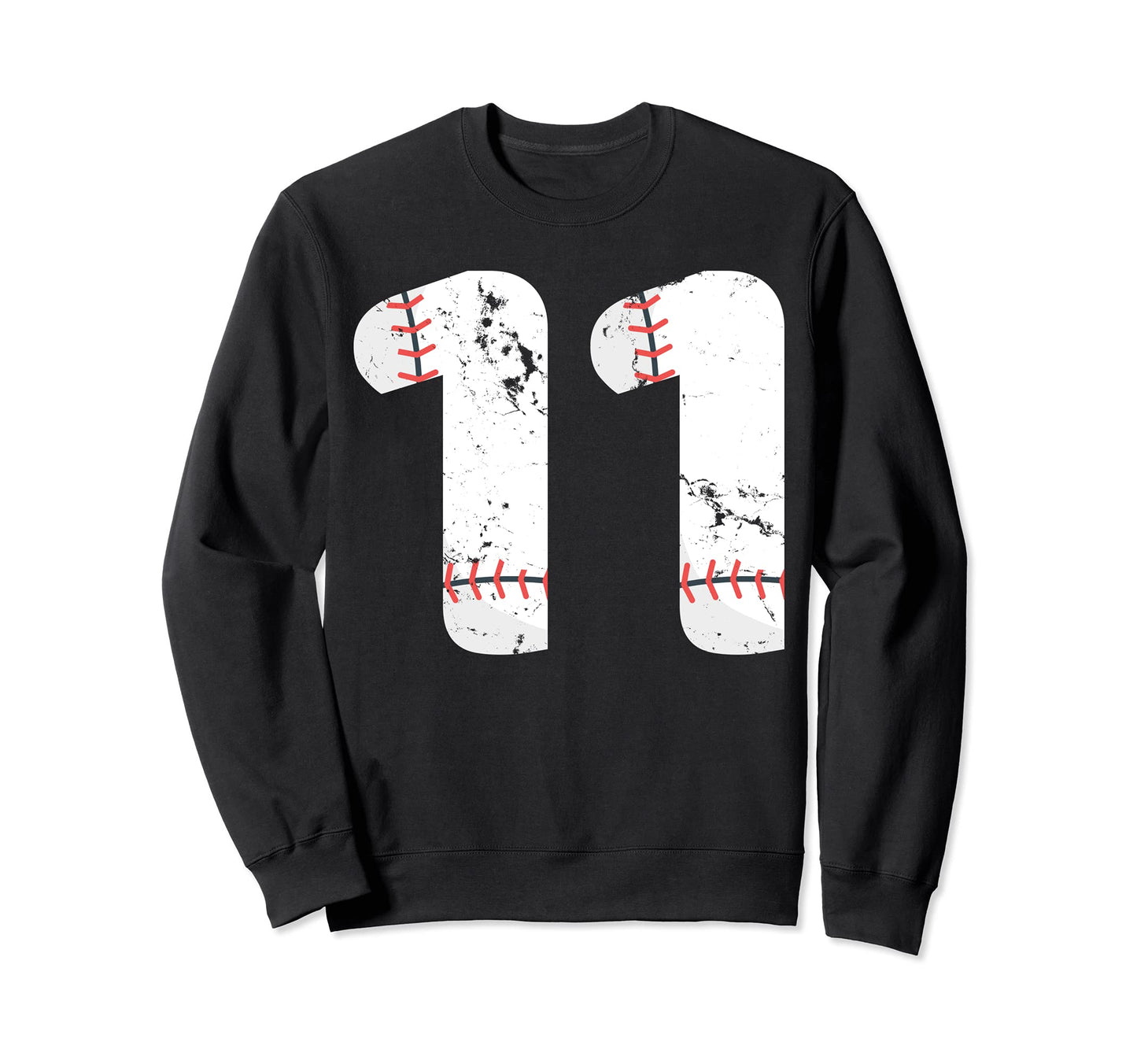 Number 11 Baseball Distressed Team Sweatshirt - Minimalist Print for Adults - T-Shirt, Sweatshirt, Hoodie