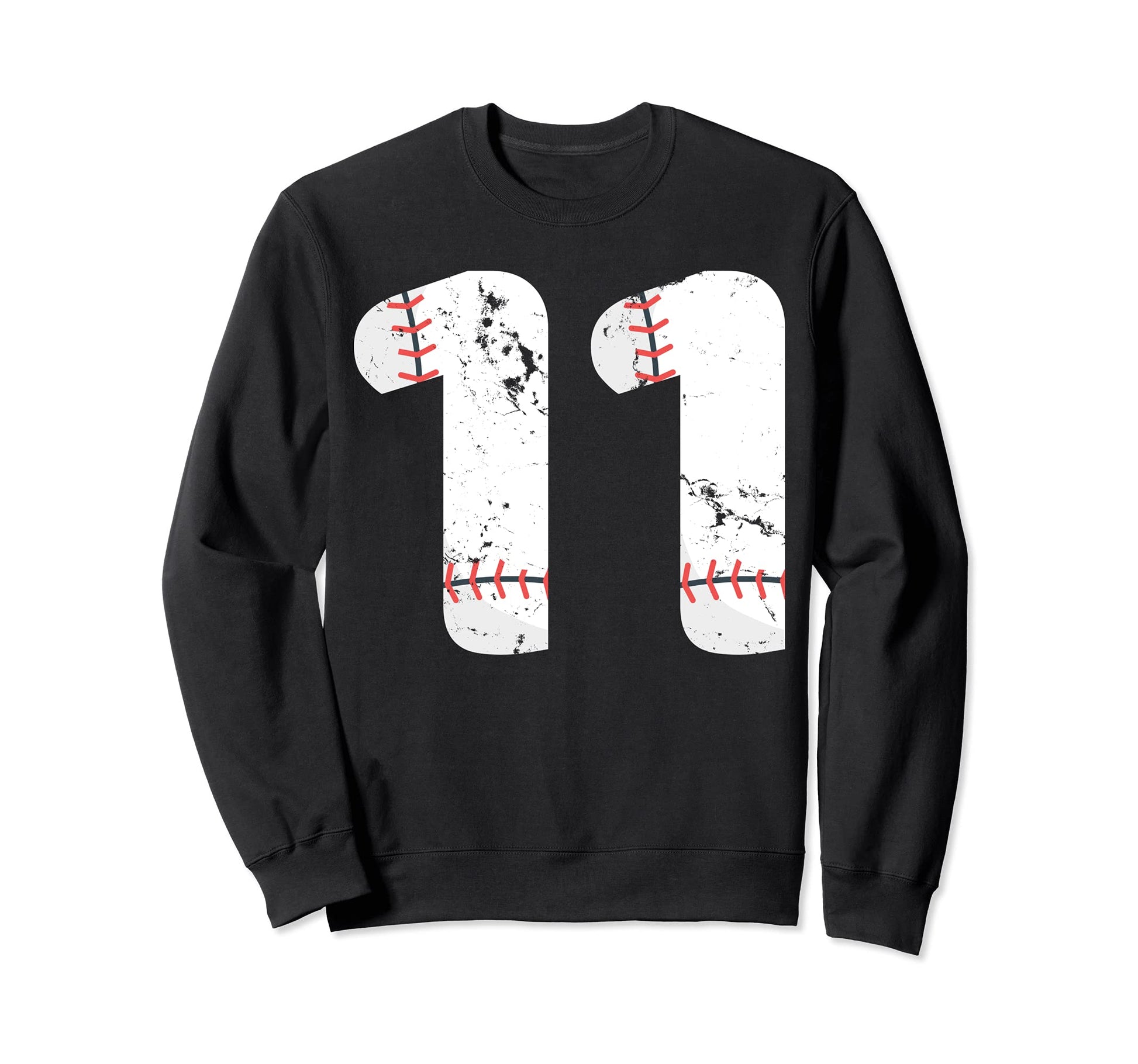 Number 11 Baseball Distressed Team Sweatshirt - Minimalist Print for Adults - T-Shirt, Sweatshirt, Hoodie