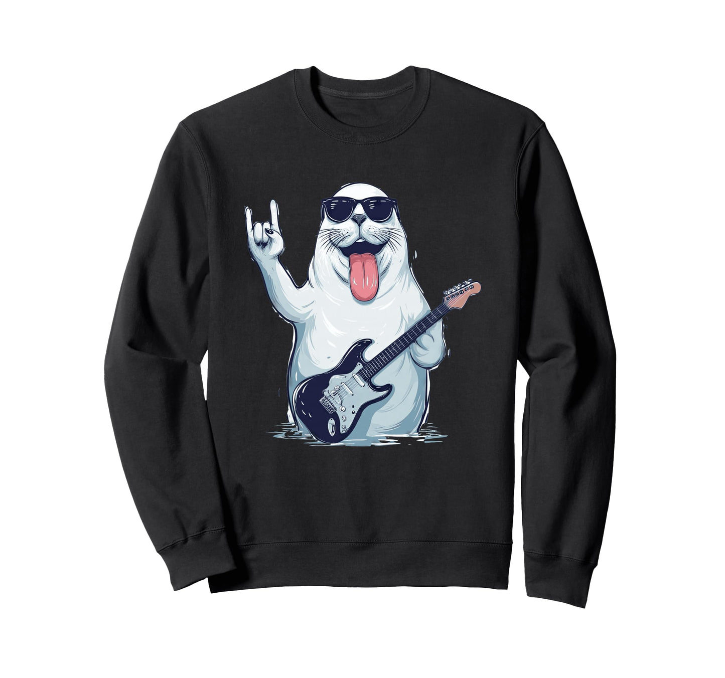 Seal Playing Guitar Funny Animal Sweatshirt - Aesthetic Graphic Unisex - T-Shirt, Sweatshirt, Hoodie