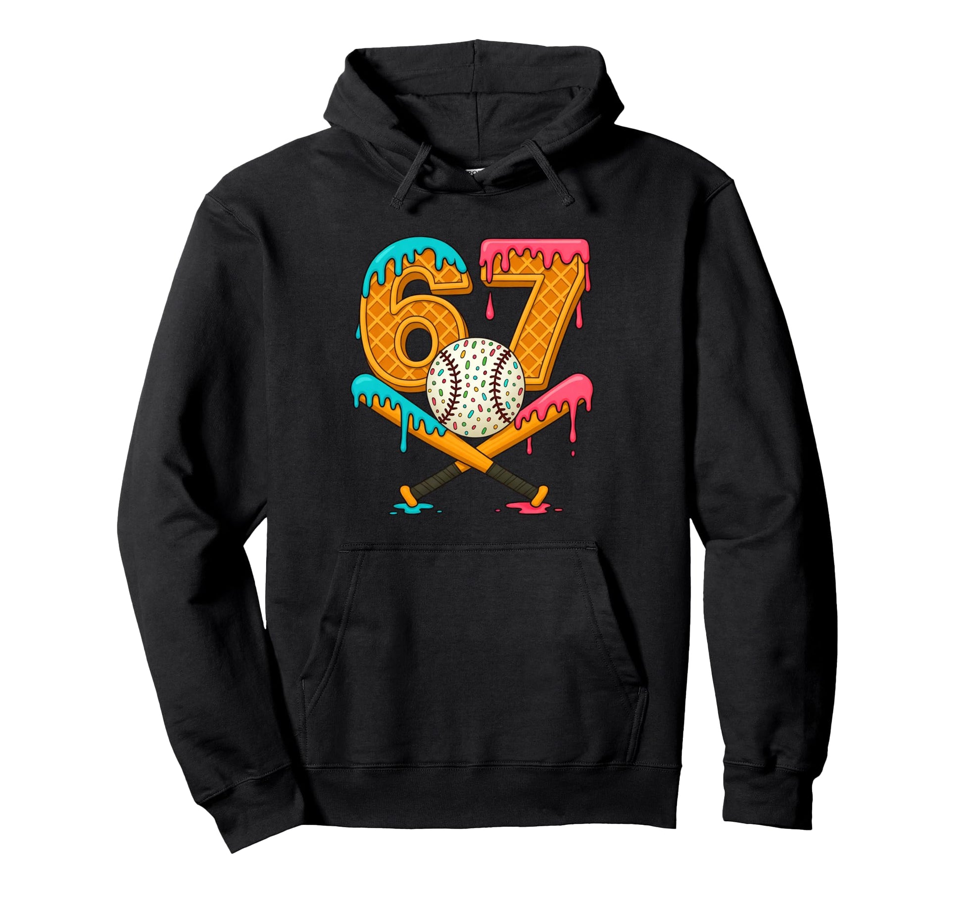 67 Ice Cream Drip Baseball Number 67 Player Hoodie - Unique Graphic Unisex - T-Shirt, Sweatshirt, Hoodie