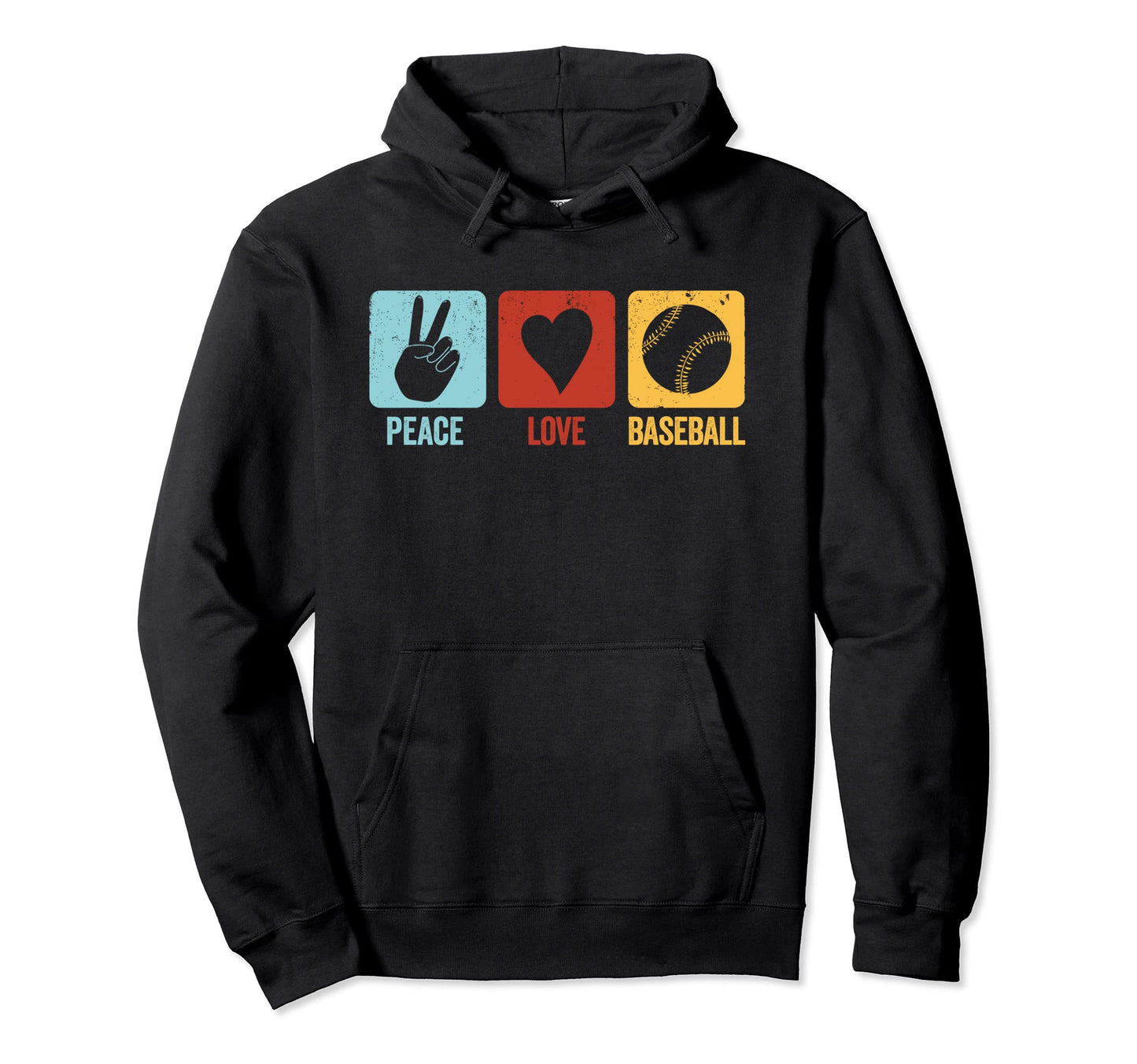 Baseball Peace Love Baseball Fan Hoodie - Streetwear Style for Adults - T-Shirt, Sweatshirt, Hoodie