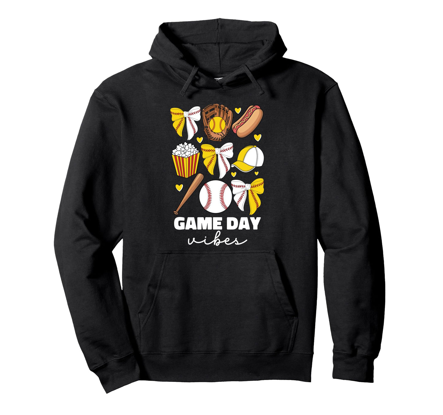 Baseball And Softball Mom Game Day Vibes Hoodie - Unique Graphic Unisex - T-Shirt, Sweatshirt, Hoodie