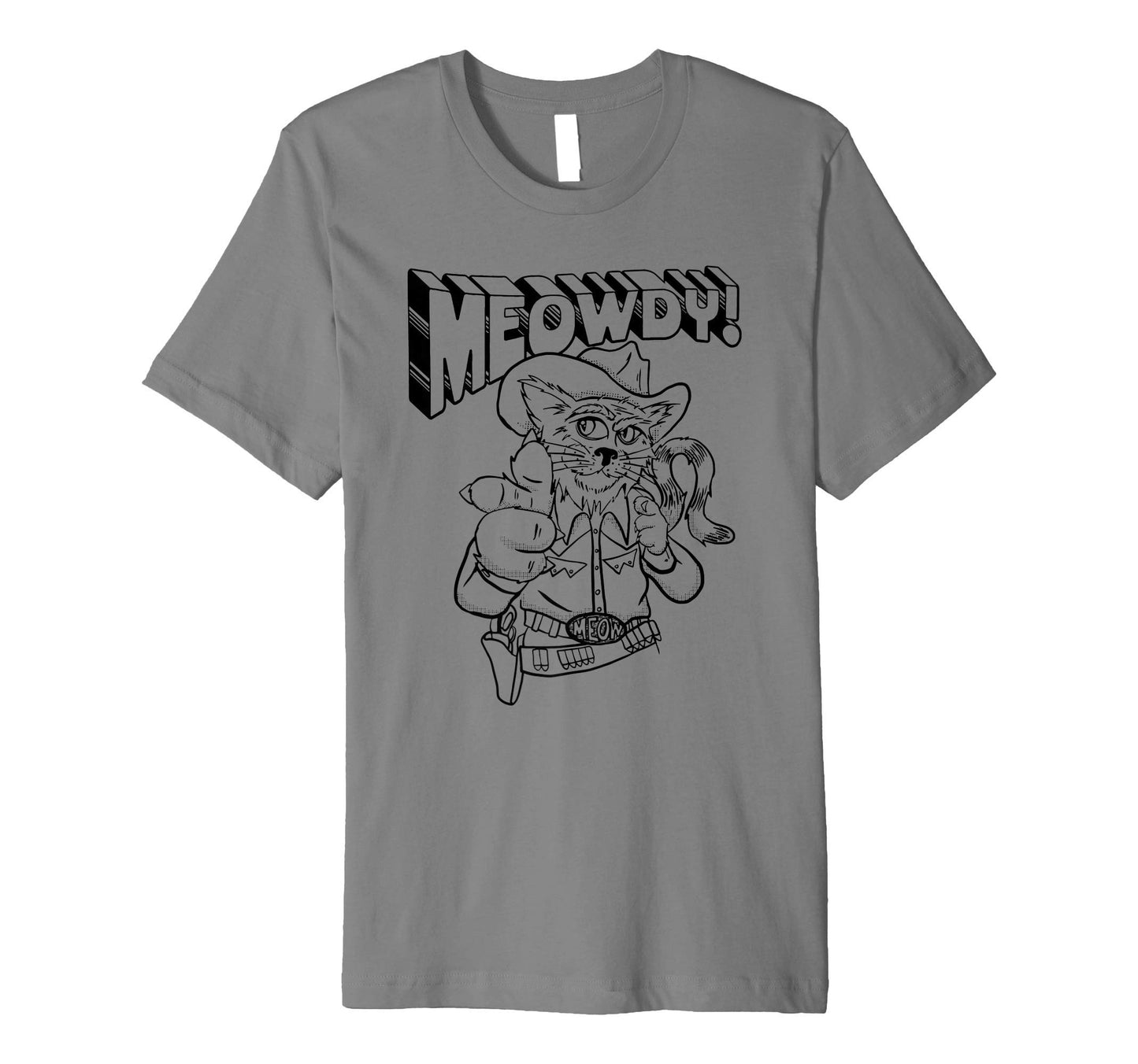 Meowdy Partner Funny Cowboy Cat T-Shirt - Minimalist Print Men Women - T-Shirt, Sweatshirt, Hoodie