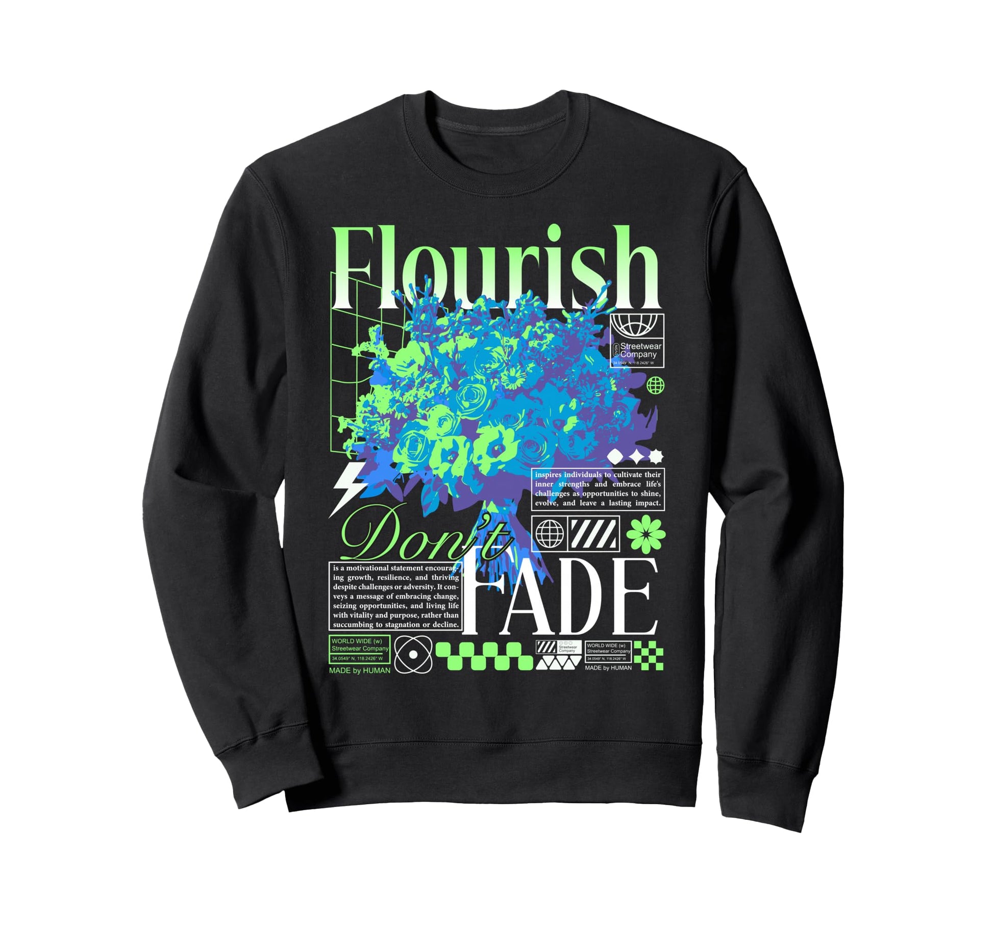 Y2K Flowers Bold Urban Graffiti Sweatshirt - Novelty Apparel for Adults - T-Shirt, Sweatshirt, Hoodie